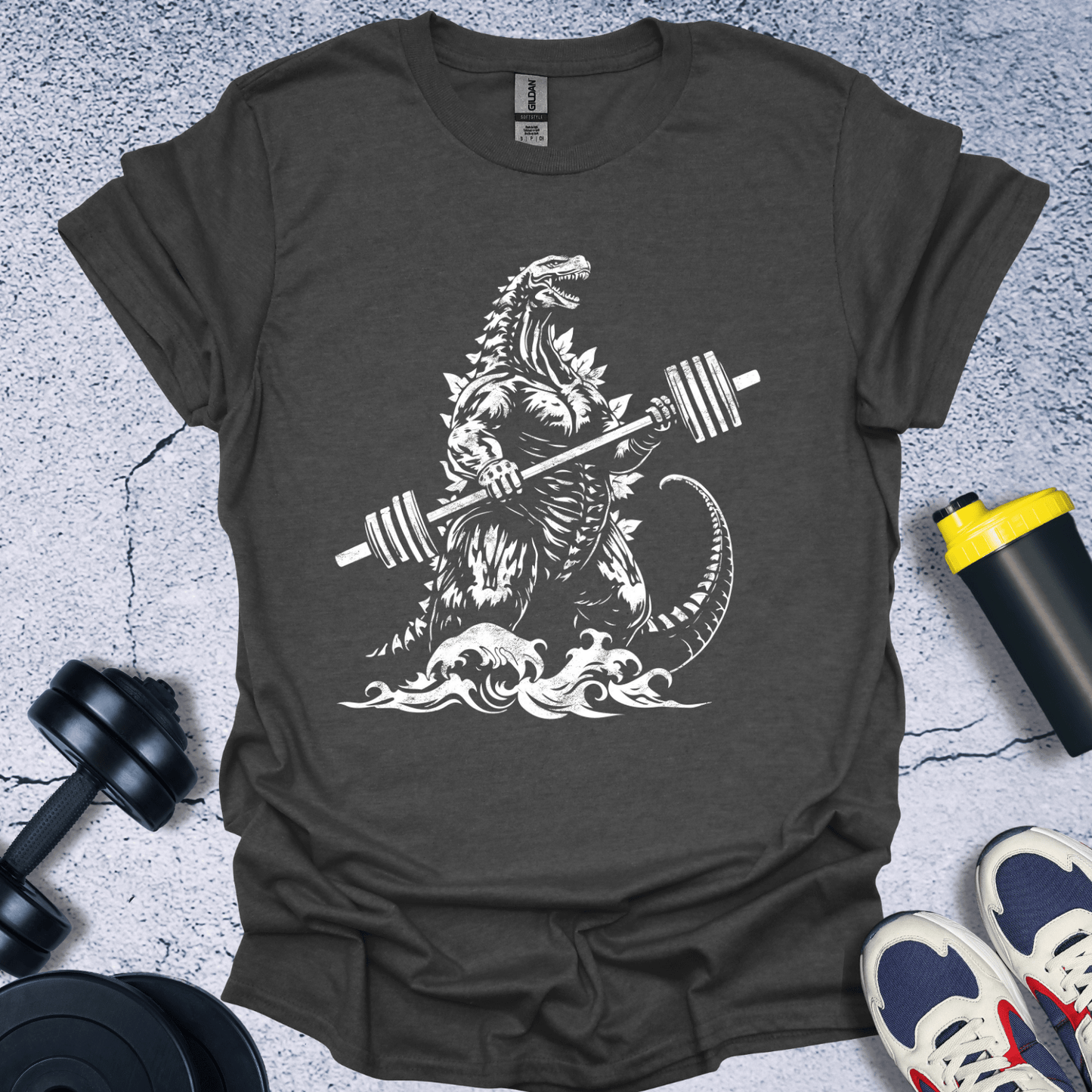 T-Shirt Dark Heather / S Dinosaur Lifting T-Shirt