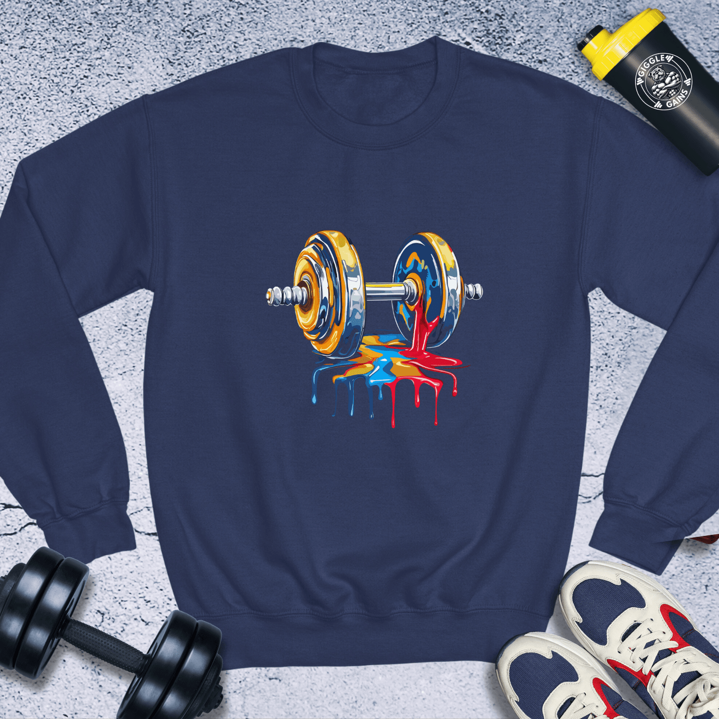 Sweatshirt Navy / S Dumbbell In Painting Crewneck