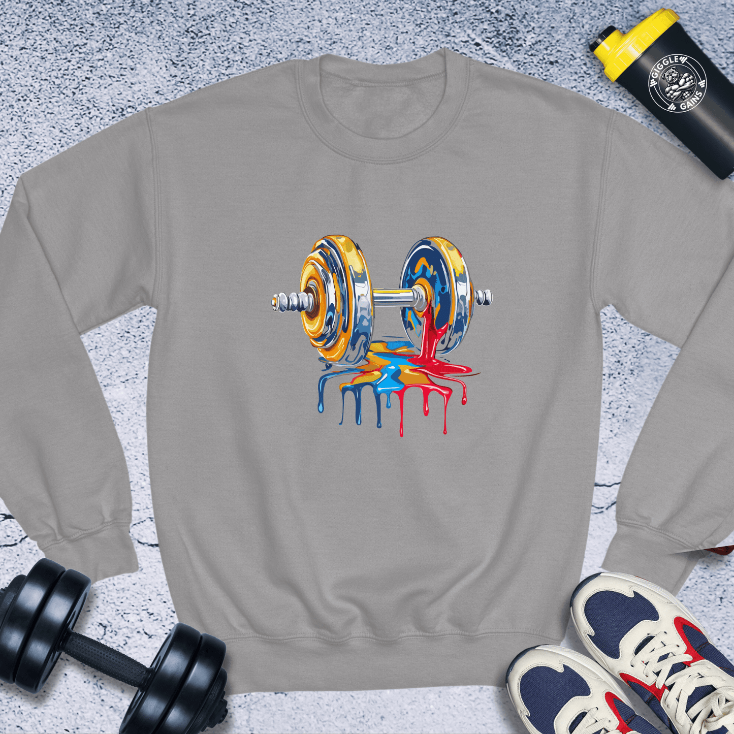 Sweatshirt Sport Grey / S Dumbbell In Painting Crewneck