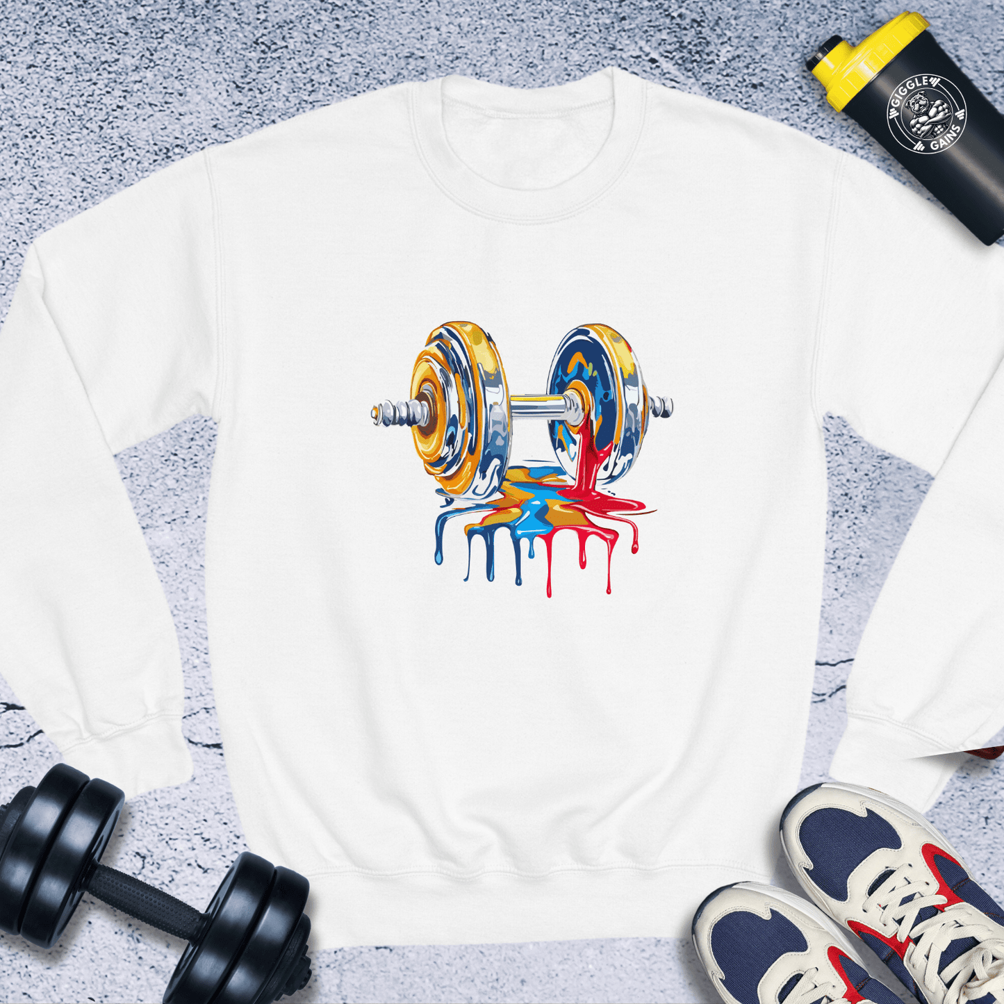 Sweatshirt White / S Dumbbell In Painting Crewneck