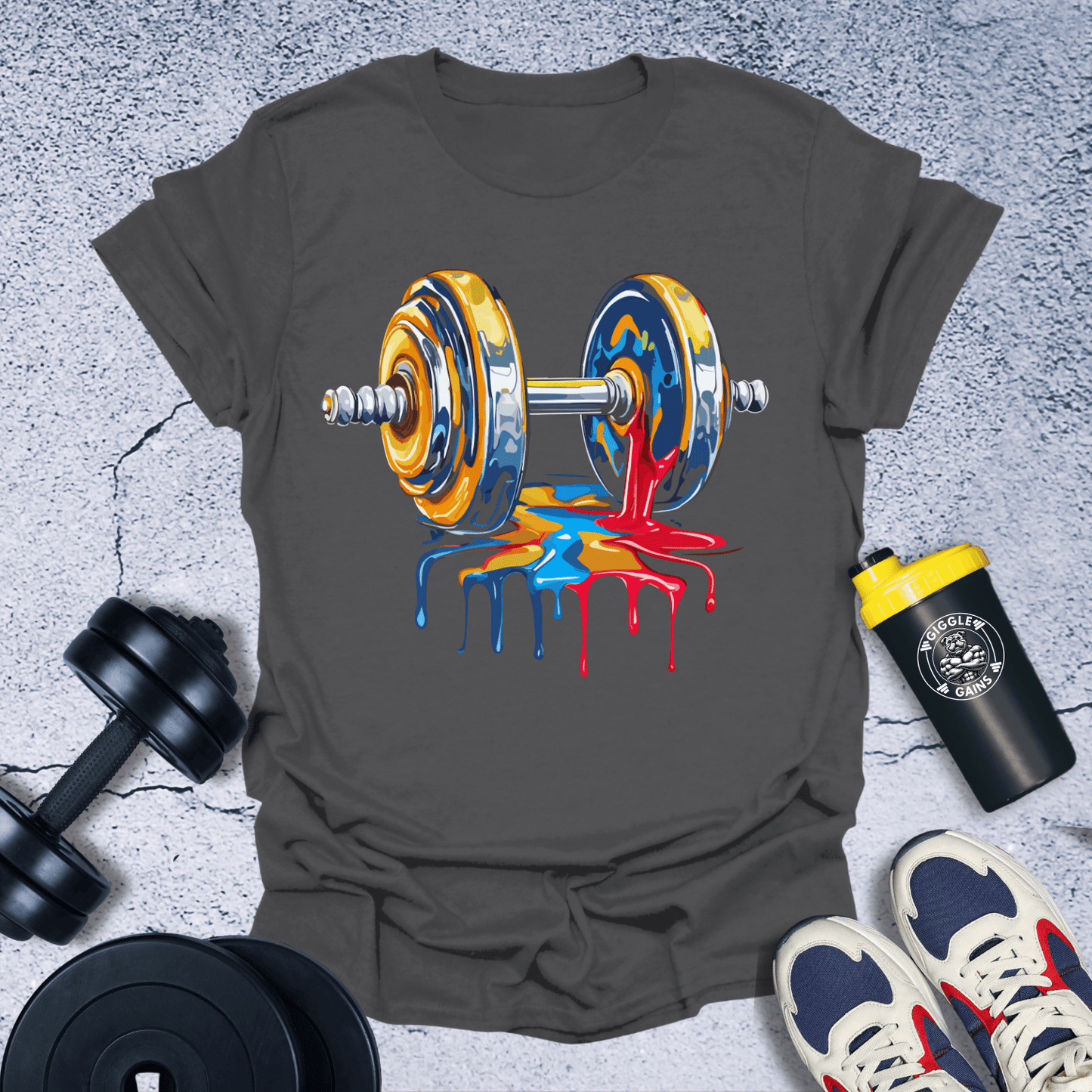 T-Shirt Dark Heather / S Dumbbell In Painting T-Shirt