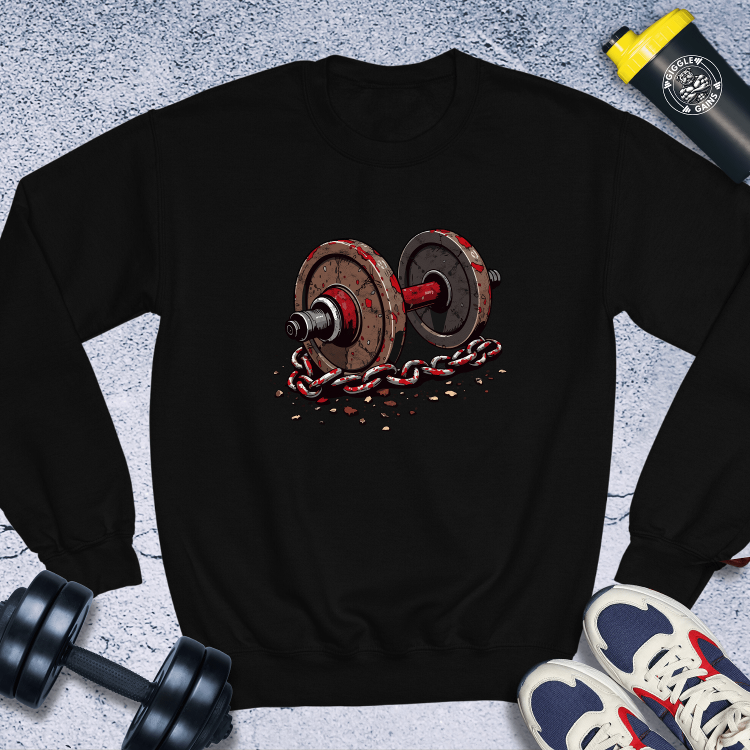 Sweatshirt Black / S Dumbbell With Chain Crewneck