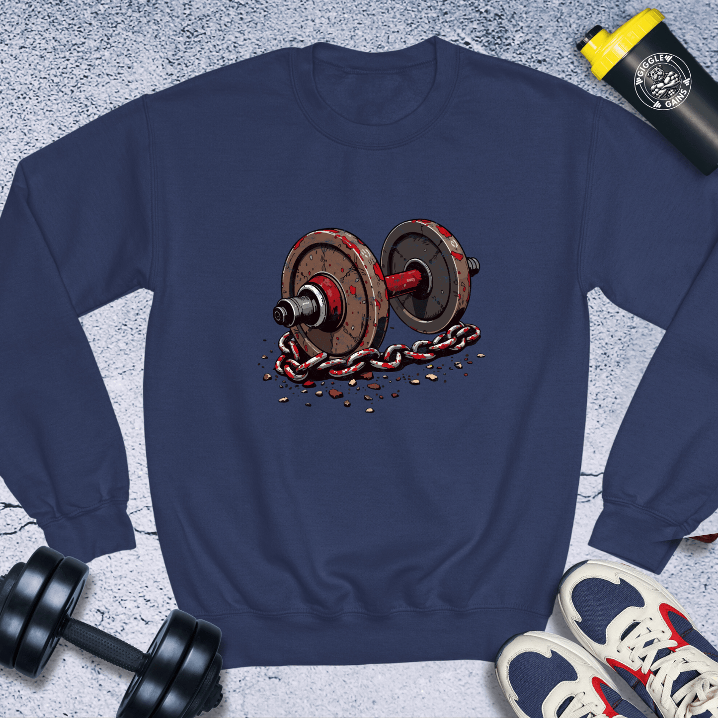 Sweatshirt Navy / S Dumbbell With Chain Crewneck