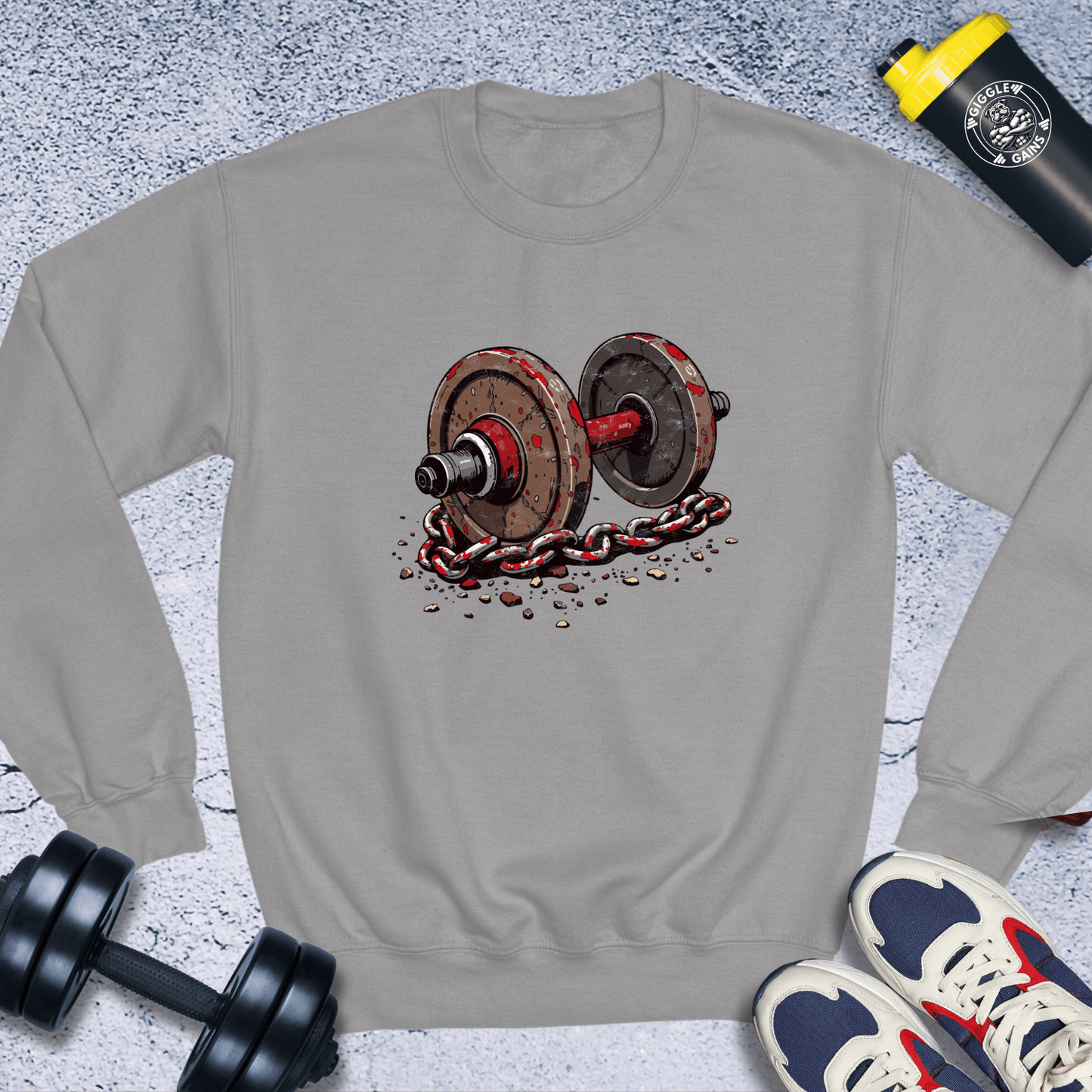 Sweatshirt Sport Grey / S Dumbbell With Chain Crewneck