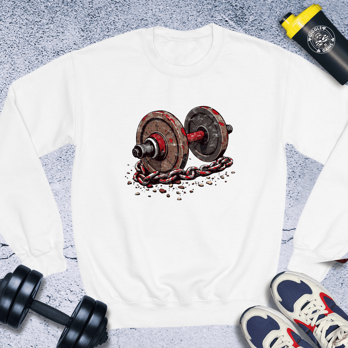 Sweatshirt White / S Dumbbell With Chain Crewneck