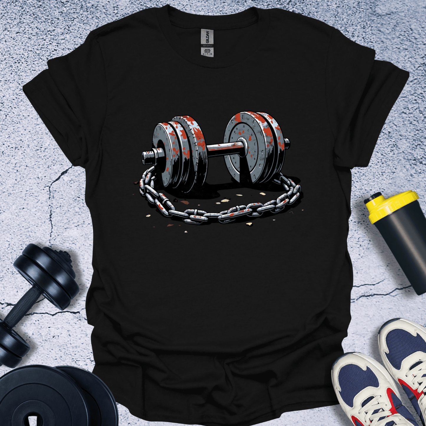 T-Shirt Black / S Dumbbell With Chain T-Shirt