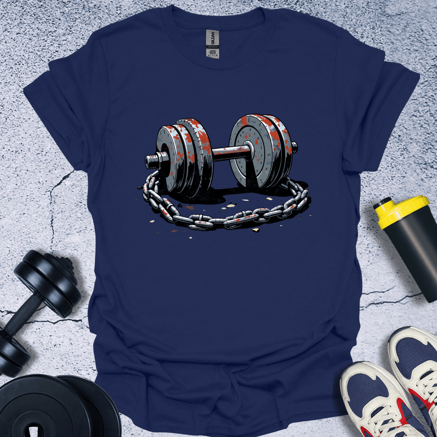 T-Shirt Navy / S Dumbbell With Chain T-Shirt