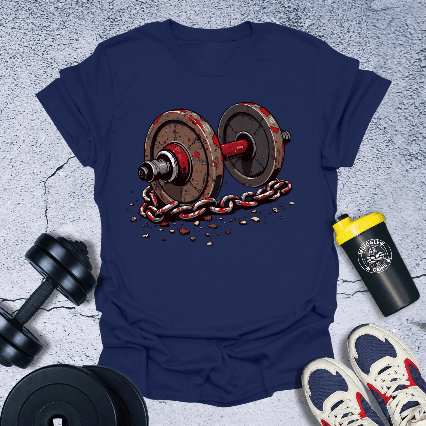 T-Shirt Navy / S Dumbbell With Chain T-Shirt