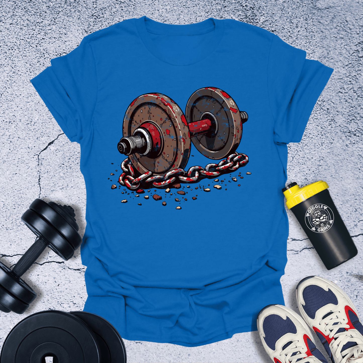 T-Shirt Royal / S Dumbbell With Chain T-Shirt