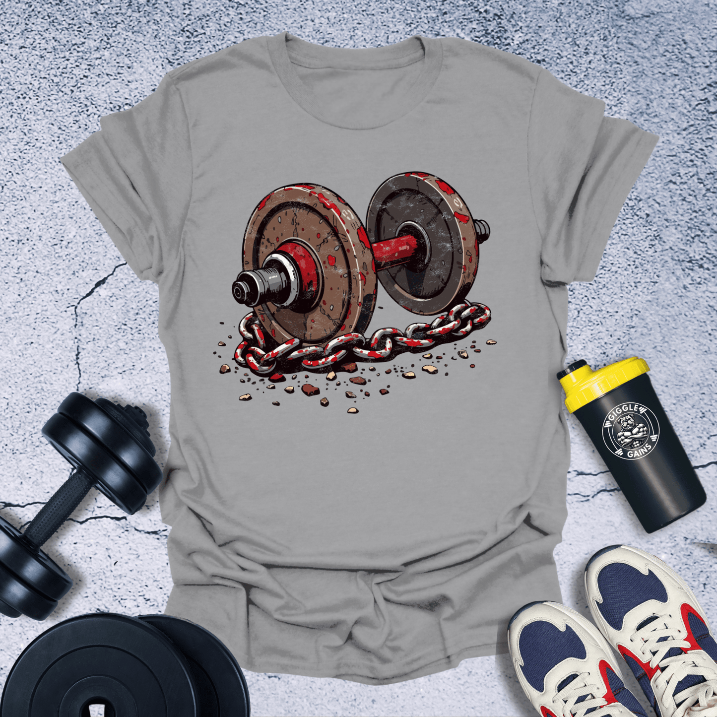 T-Shirt Sport Grey / S Dumbbell With Chain T-Shirt