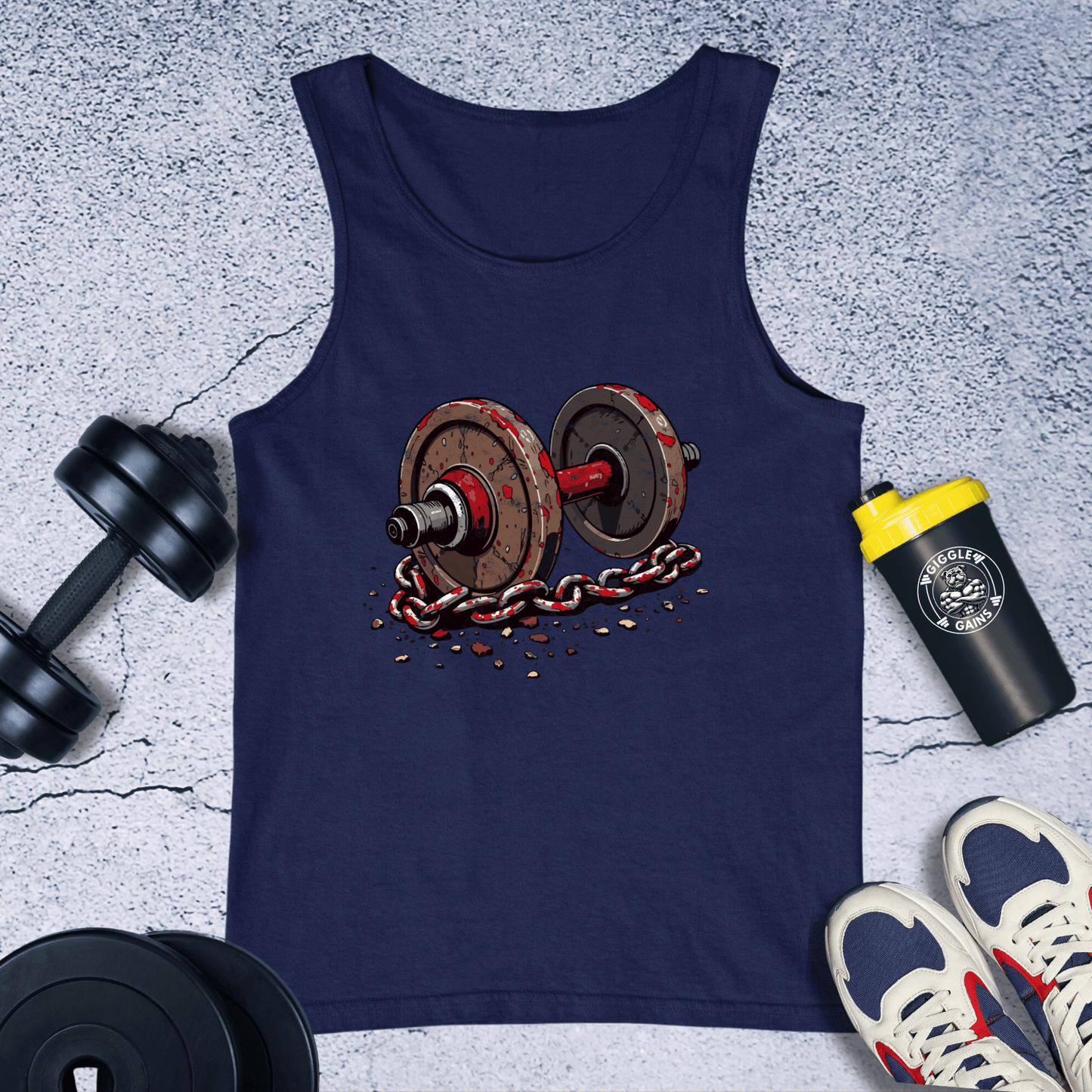 Tank Top Navy / XS Dumbbell With Chain Tank Top