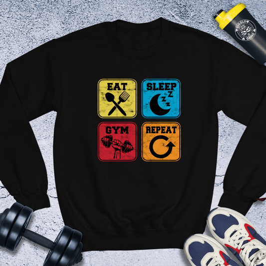 Sweatshirt Black / S Eat, Sleep, Gym, Repeat Crewneck