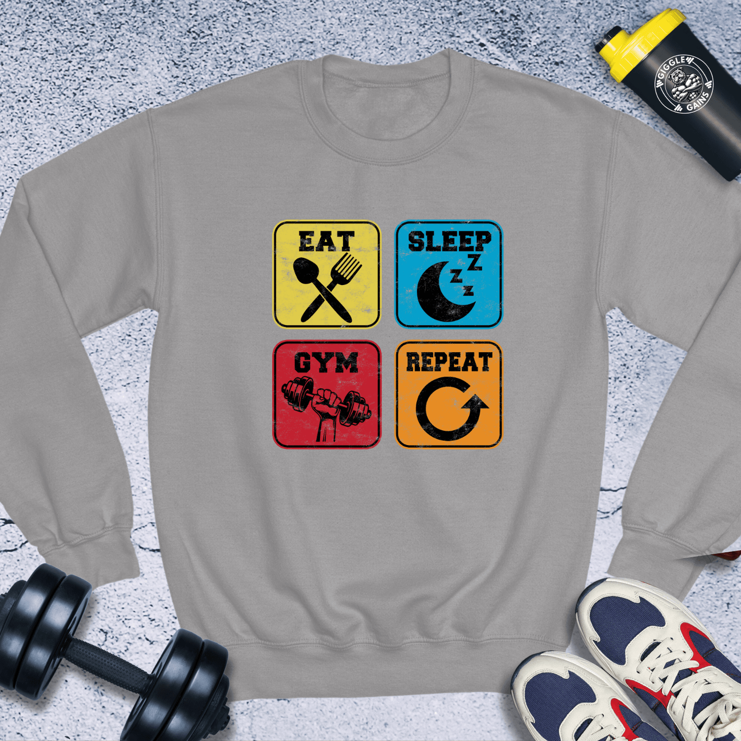 Sweatshirt Sport Grey / S Eat, Sleep, Gym, Repeat Crewneck