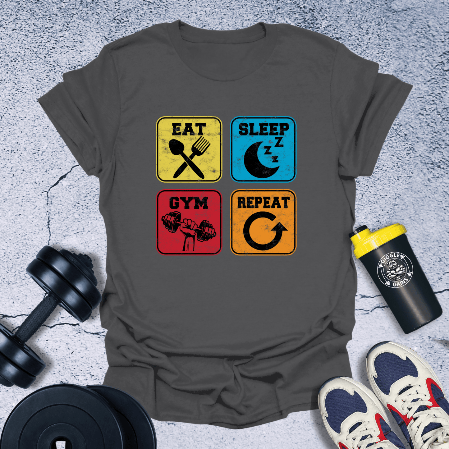 T-Shirt Charcoal / S Eat, Sleep, Gym, Repeat T-Shirt