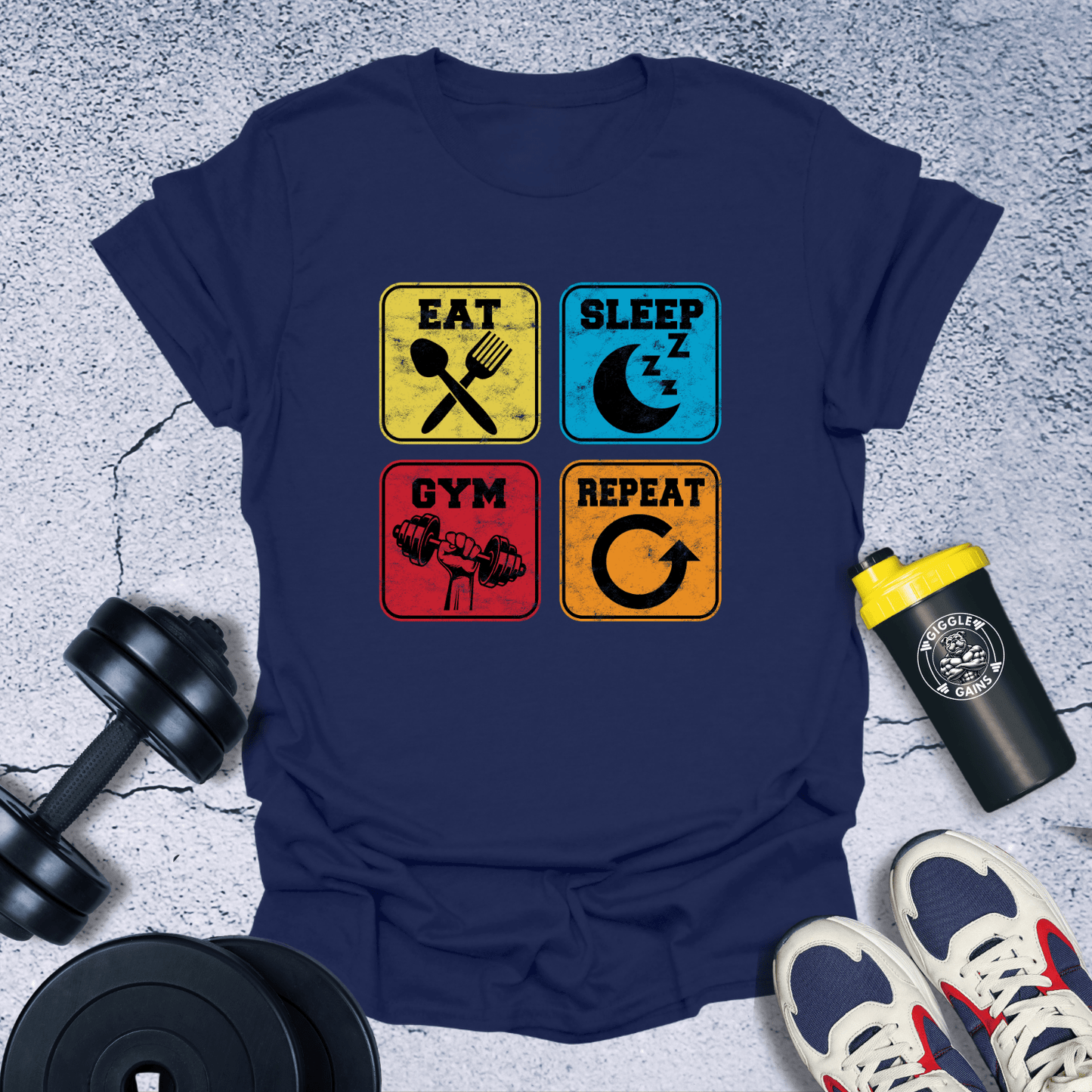 T-Shirt Navy / S Eat, Sleep, Gym, Repeat T-Shirt