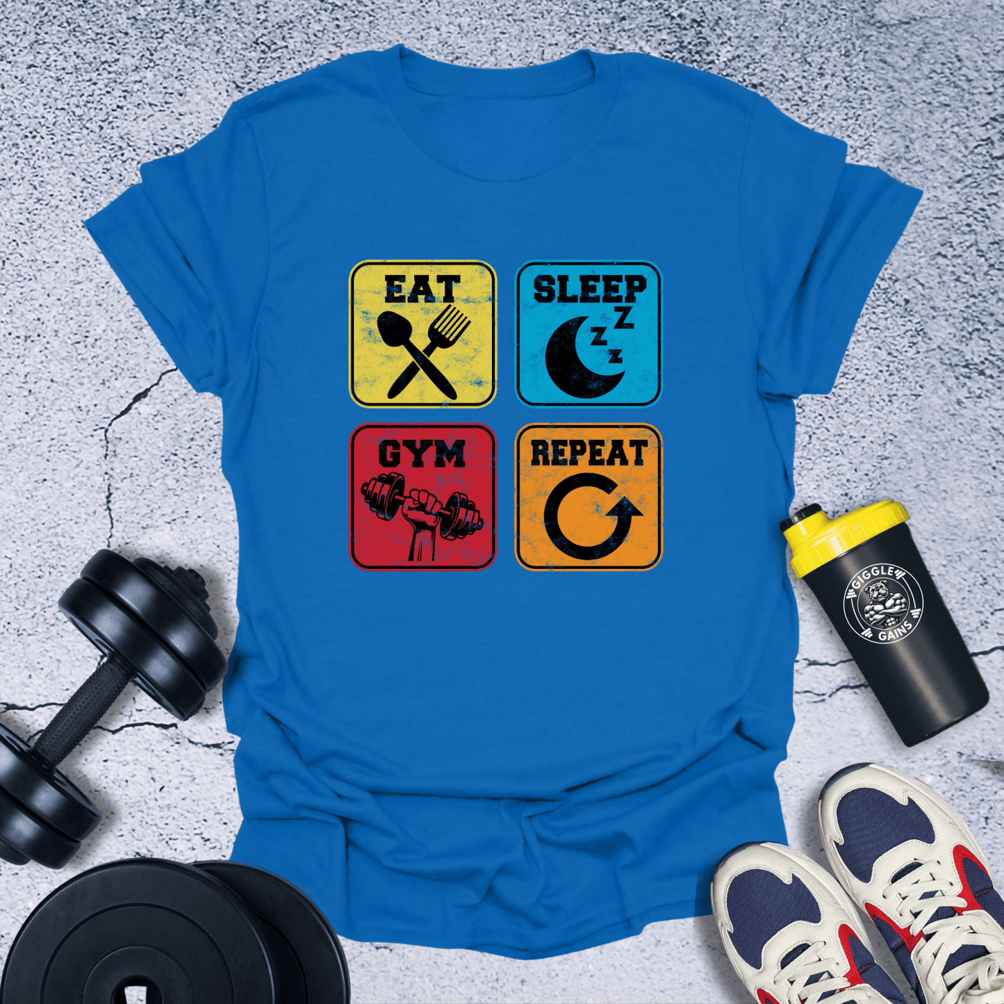 T-Shirt Royal / S Eat, Sleep, Gym, Repeat T-Shirt