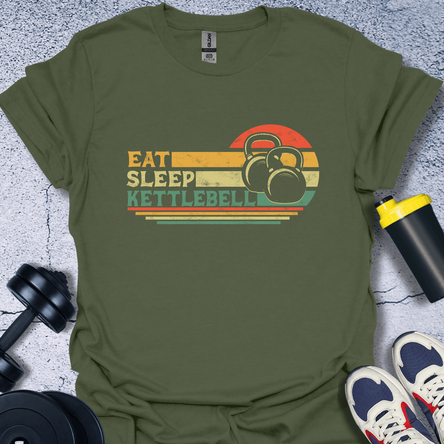 T-Shirt Military Green / S Eat Sleep Kettlebell T-Shirt