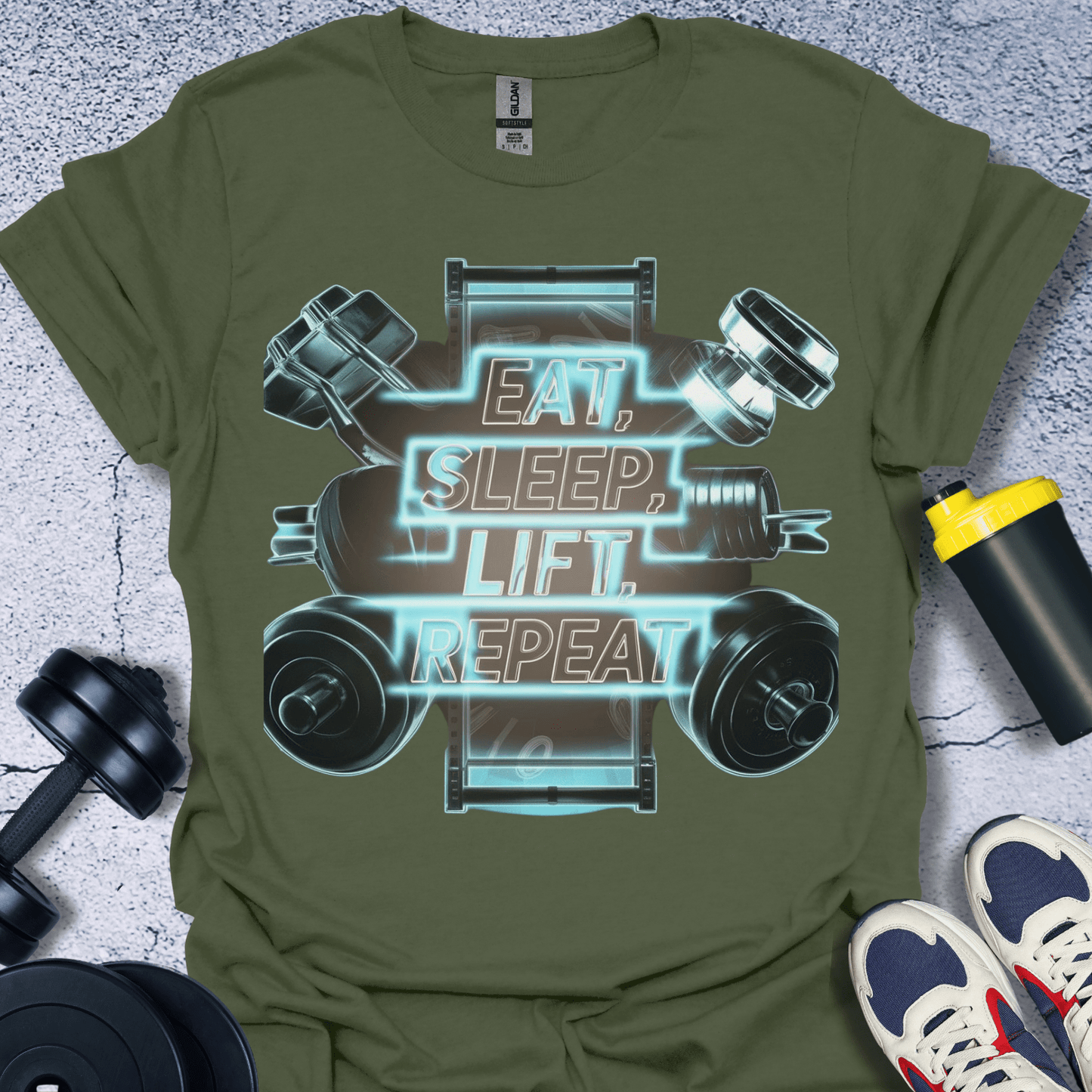 T-Shirt Military Green / S Eat Sleep Lift Repeat T-Shirt