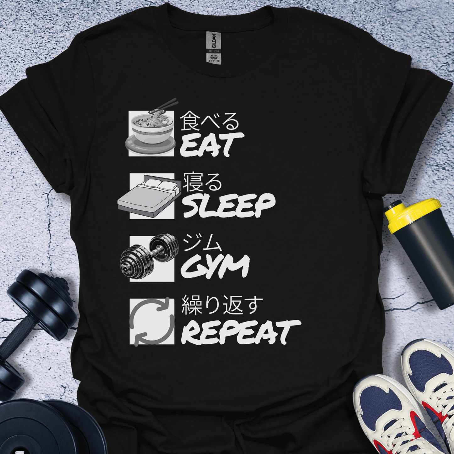 T-Shirt Black / S Eat Sleep Workout Repeat T-Shirt