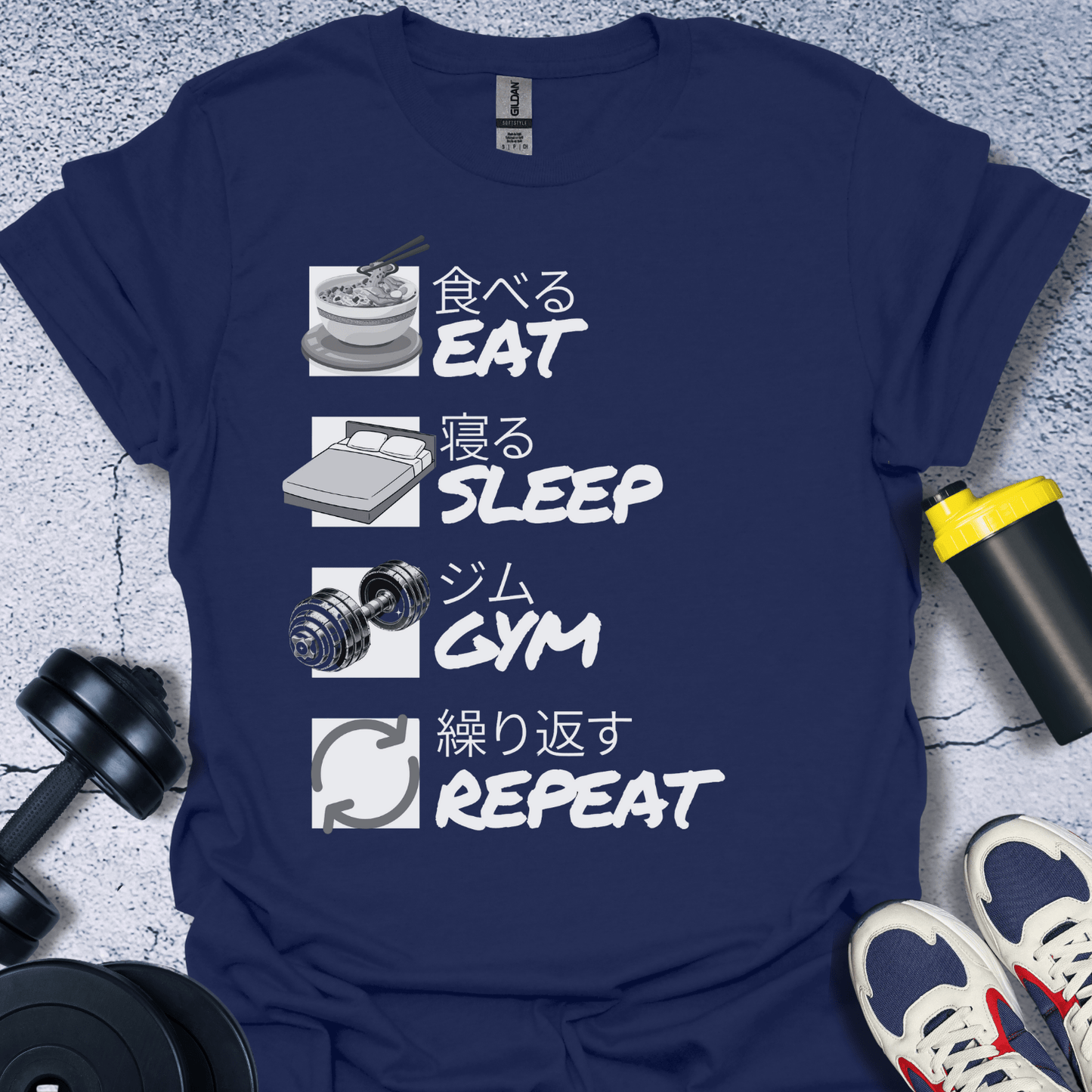 T-Shirt Navy / S Eat Sleep Workout Repeat T-Shirt