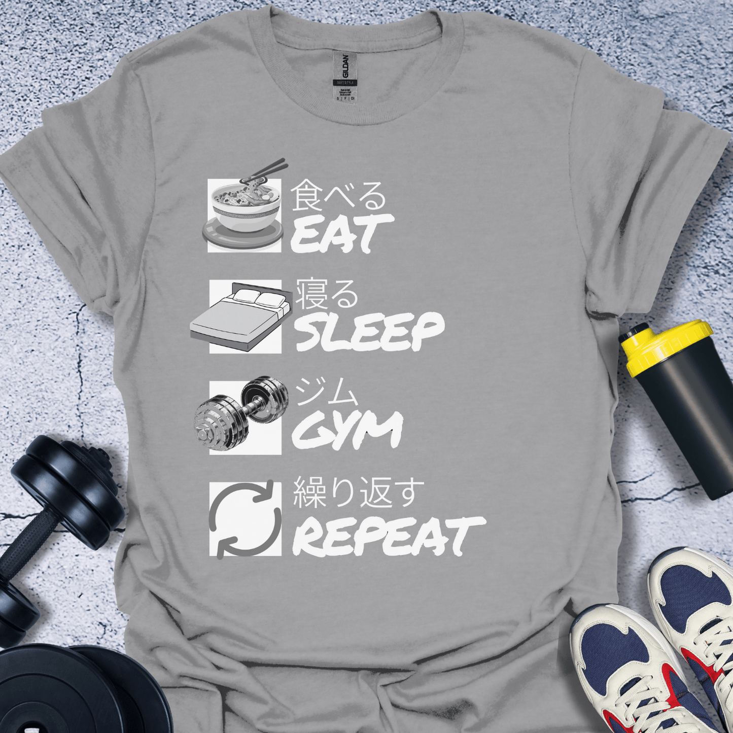 T-Shirt Sport Grey / S Eat Sleep Workout Repeat T-Shirt