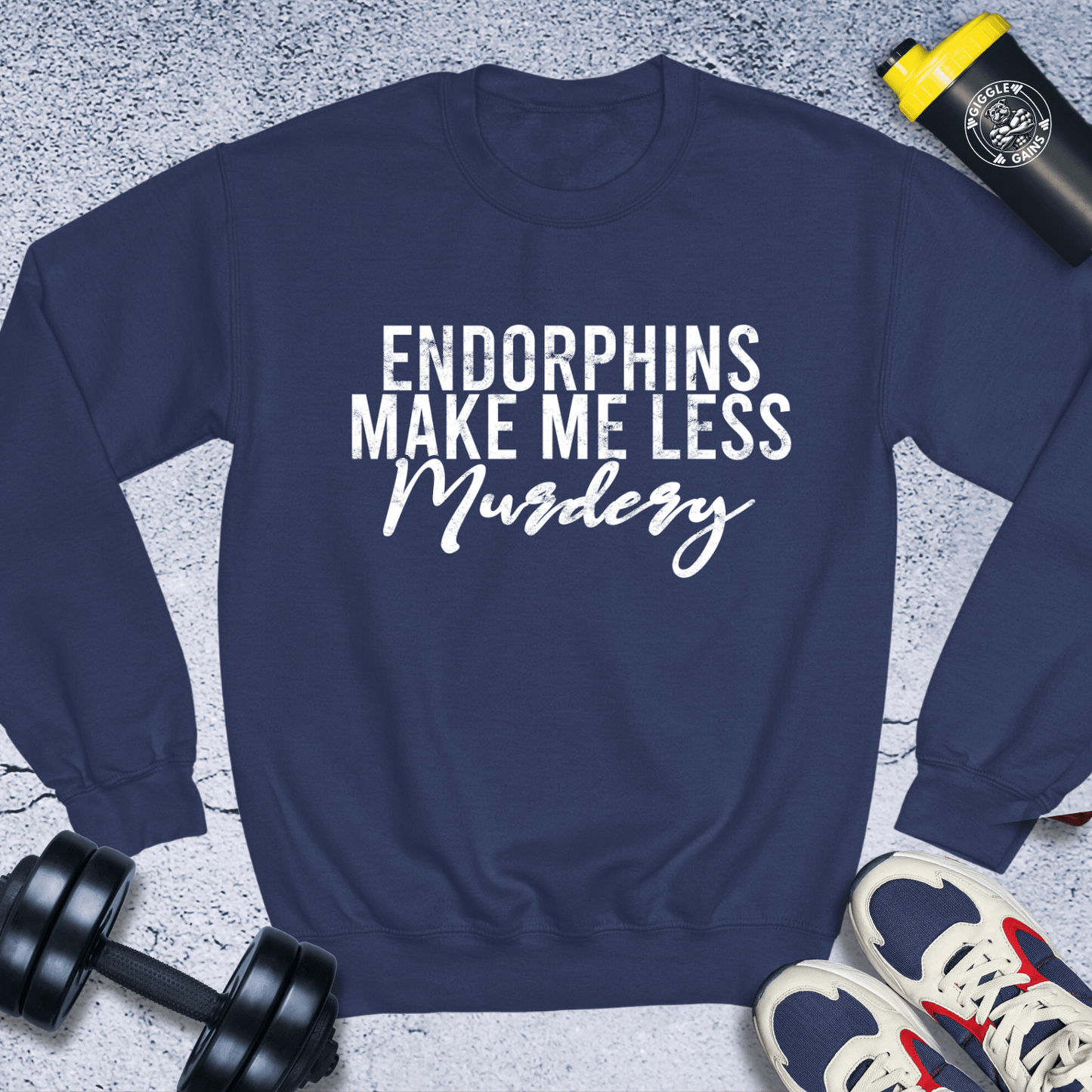 Sweatshirt Navy / S Endorphins Make Me Less Murdery Crewneck