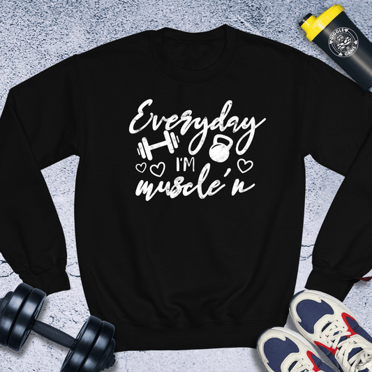 Sweatshirt Black / S Everyday I'm Muscle' n Crewneck