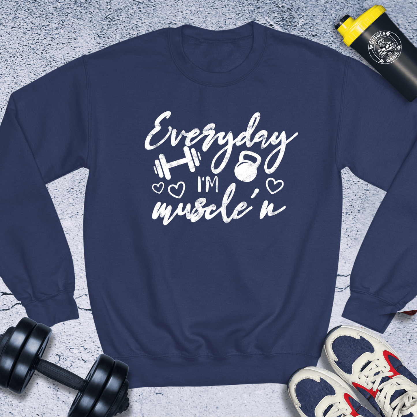 Sweatshirt Navy / S Everyday I'm Muscle' n Crewneck