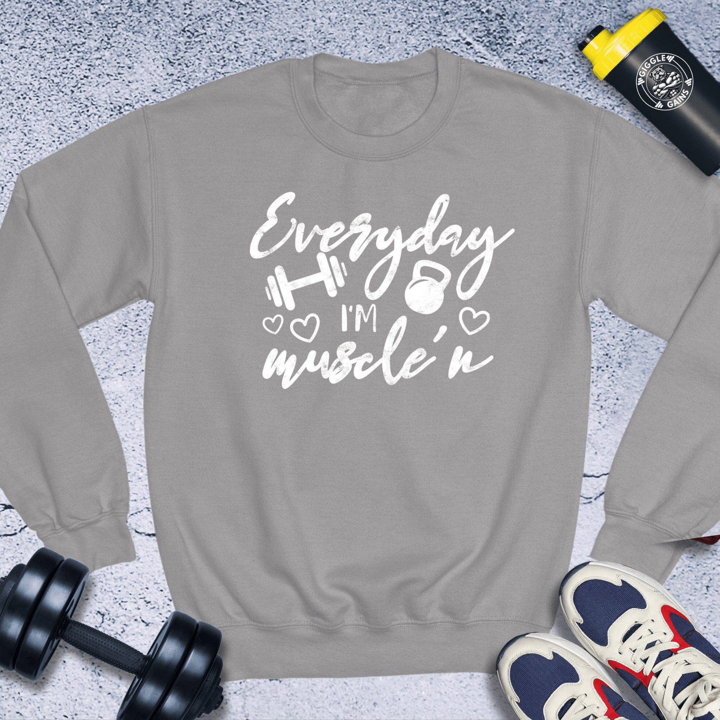 Sweatshirt Sport Grey / S Everyday I'm Muscle' n Crewneck