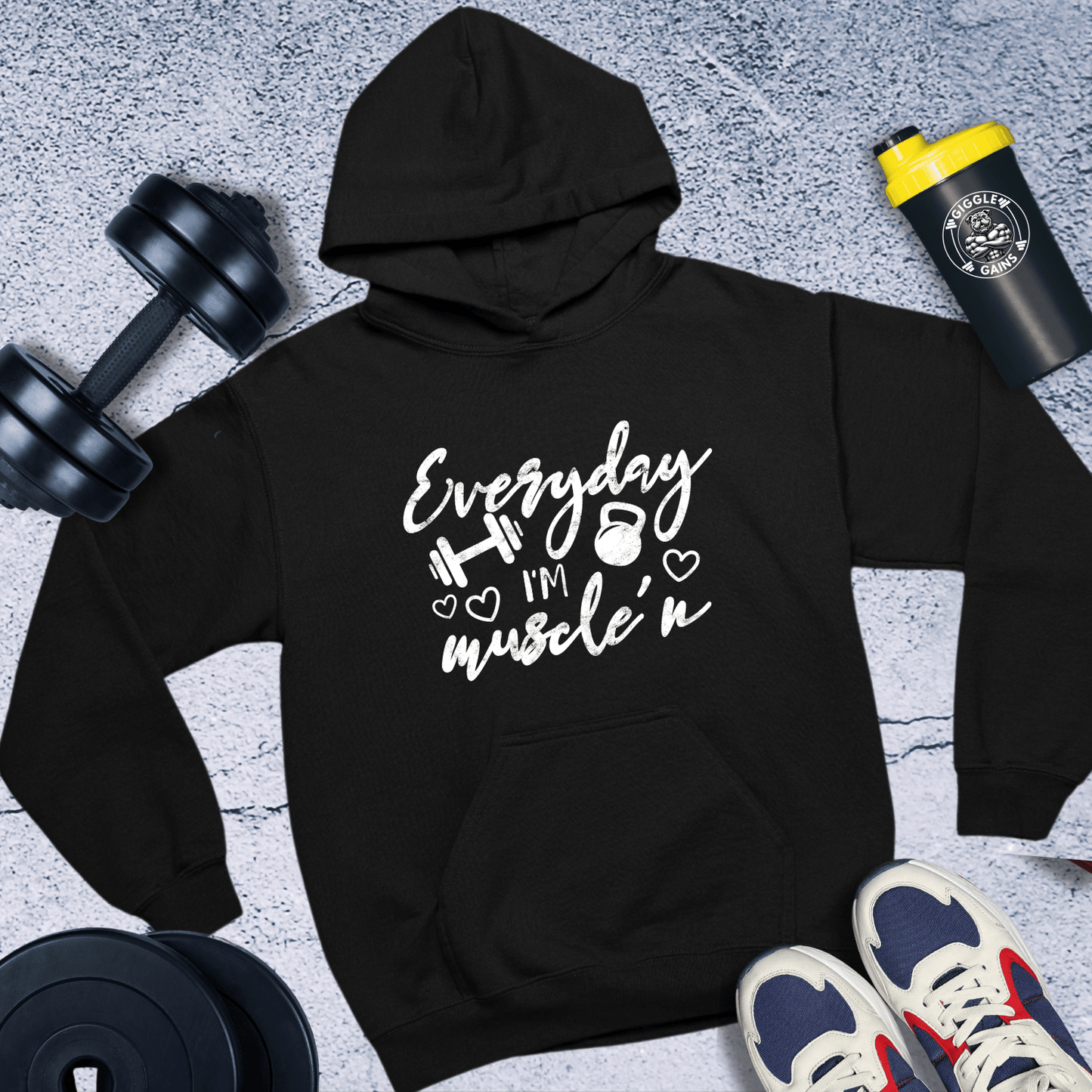 Hoodie Black / S Everyday I'm Muscle' n Hoodie