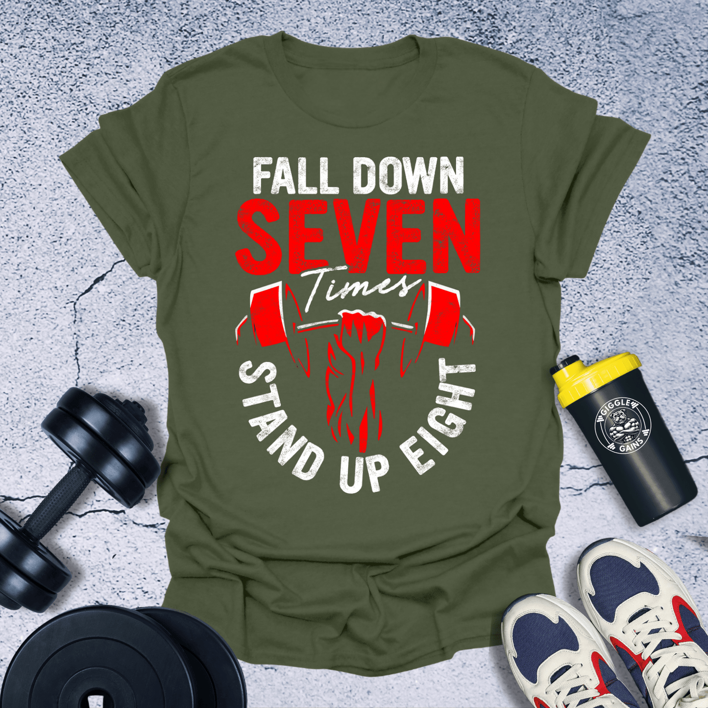 T-Shirt Military Green / S Fall Down Seven T-Shirt