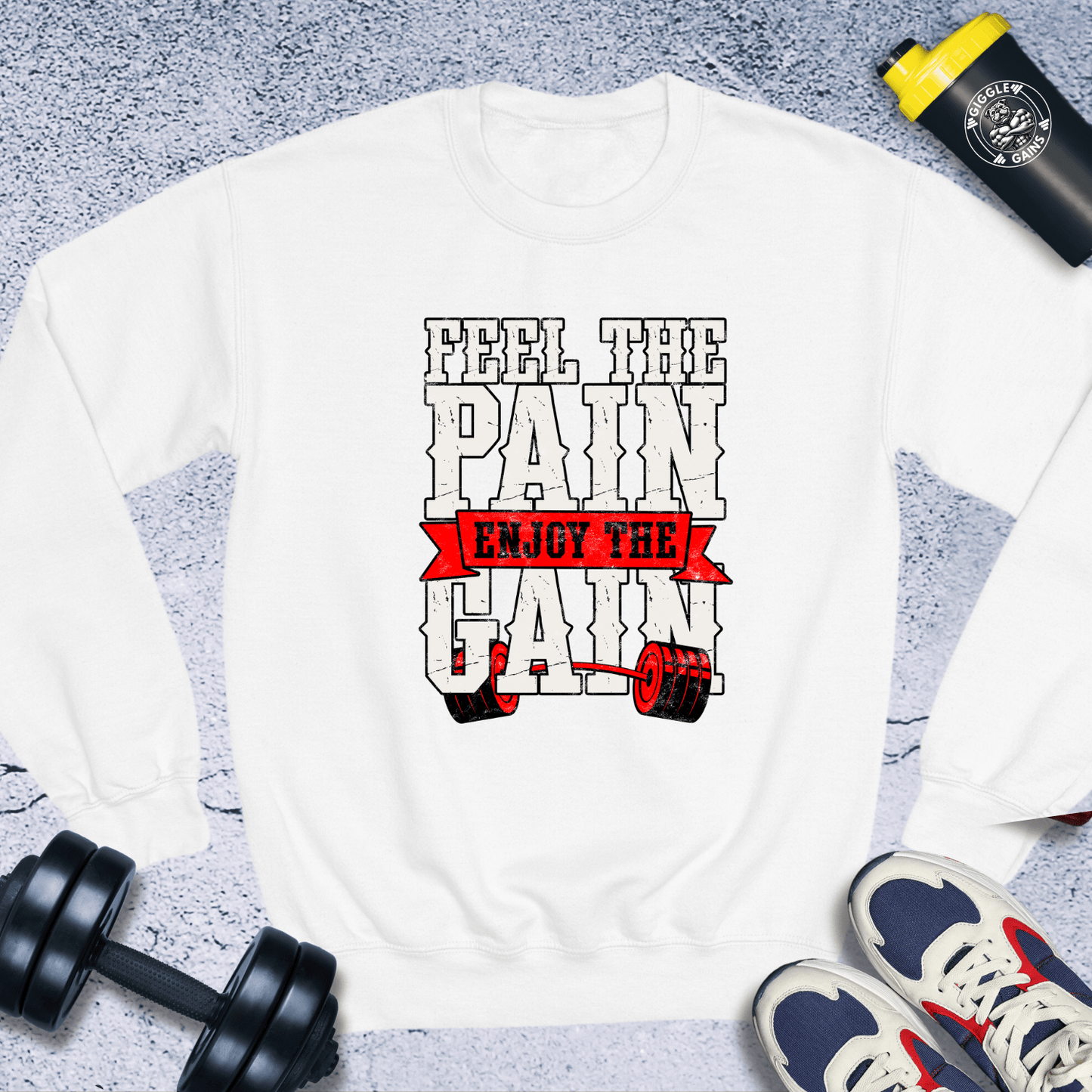 Sweatshirt White / S Feel The Pain Crewneck