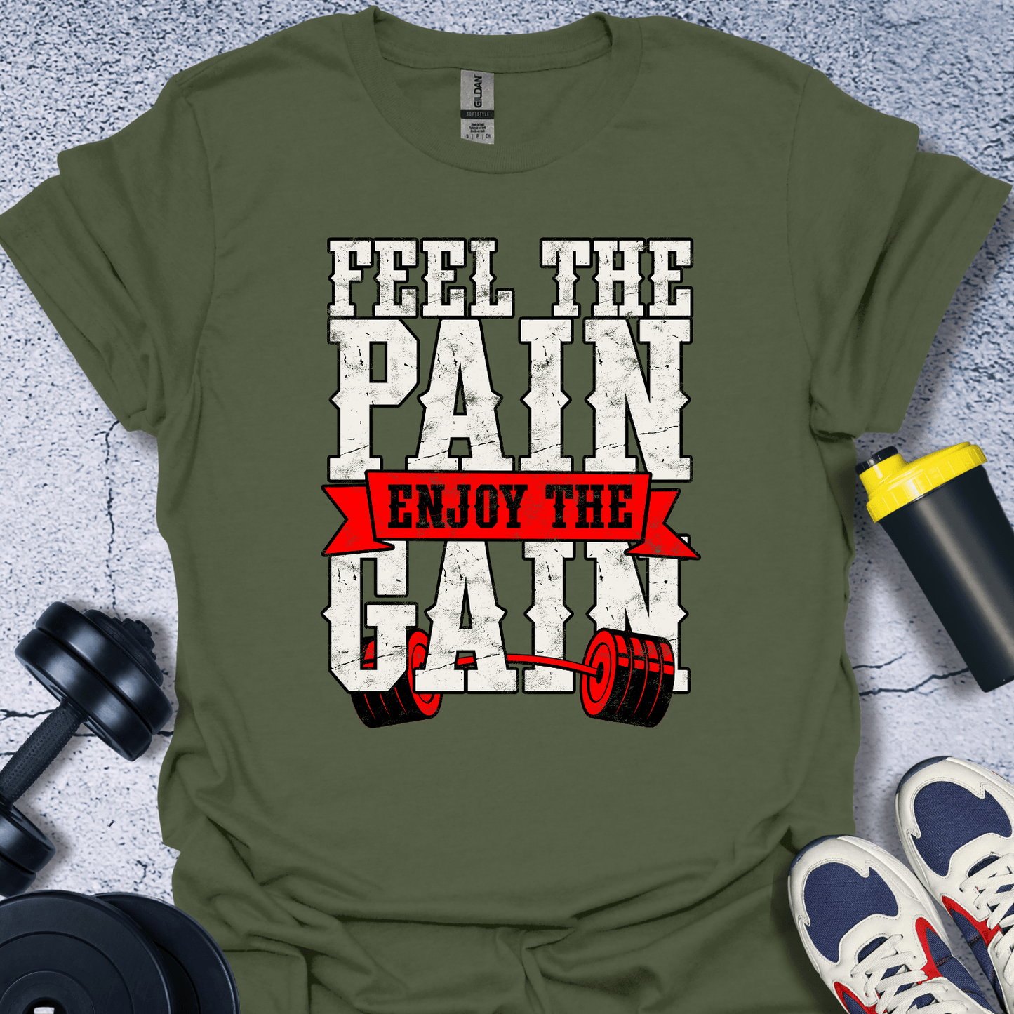 T-Shirt Military Green / S Feel The Pain T-Shirt