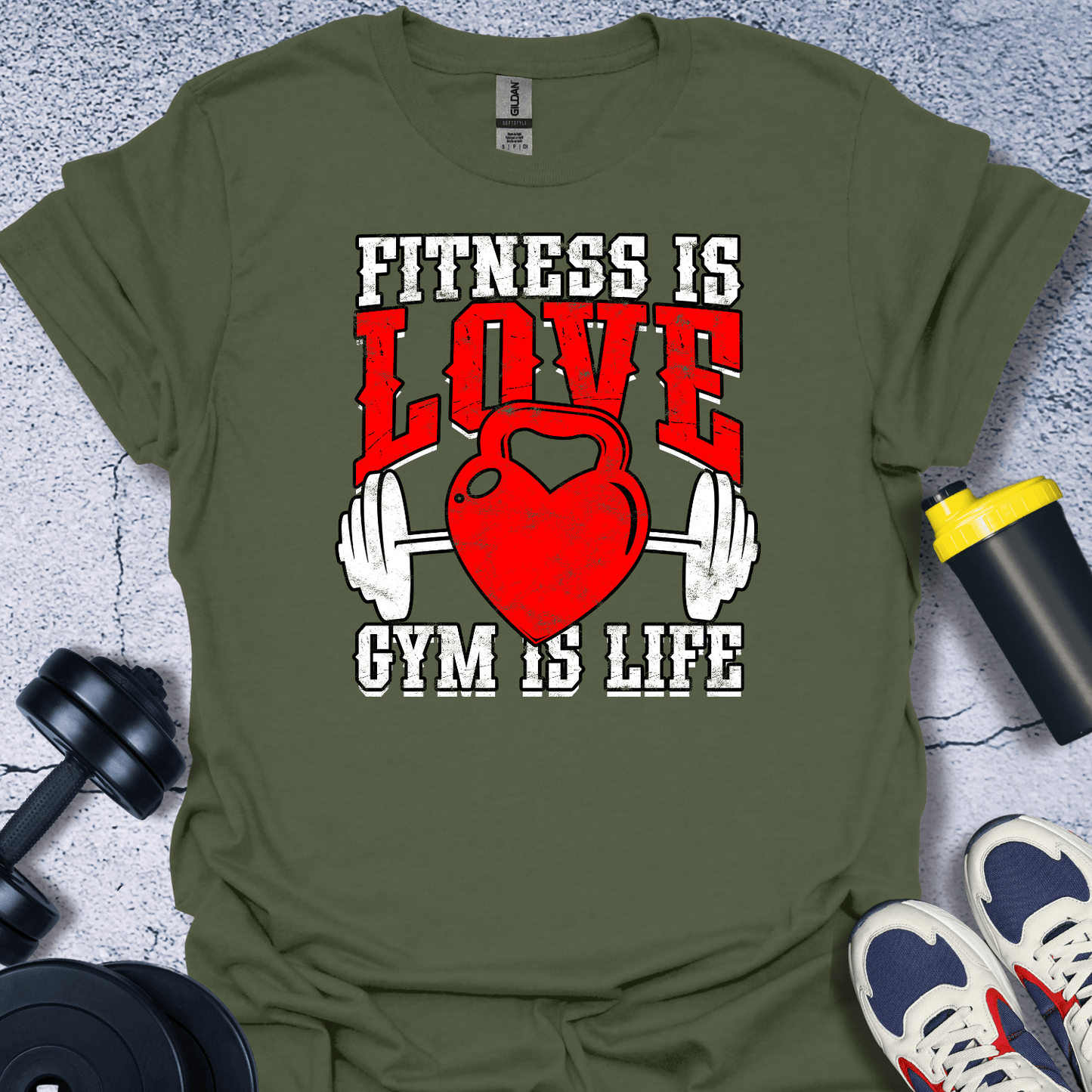 T-Shirt Military Green / S Fitness Is Love T-Shirt