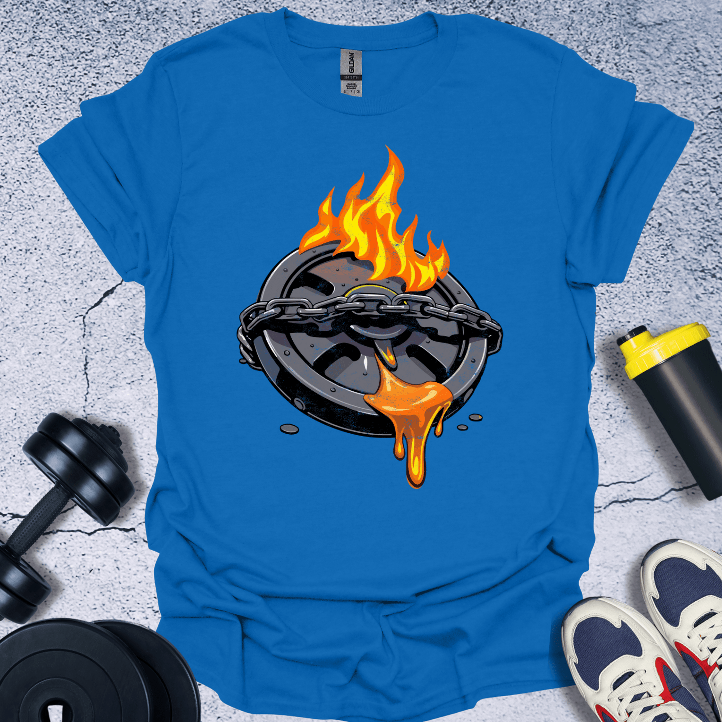 T-Shirt Royal / S Flaming Bumper Plate T-Shirt