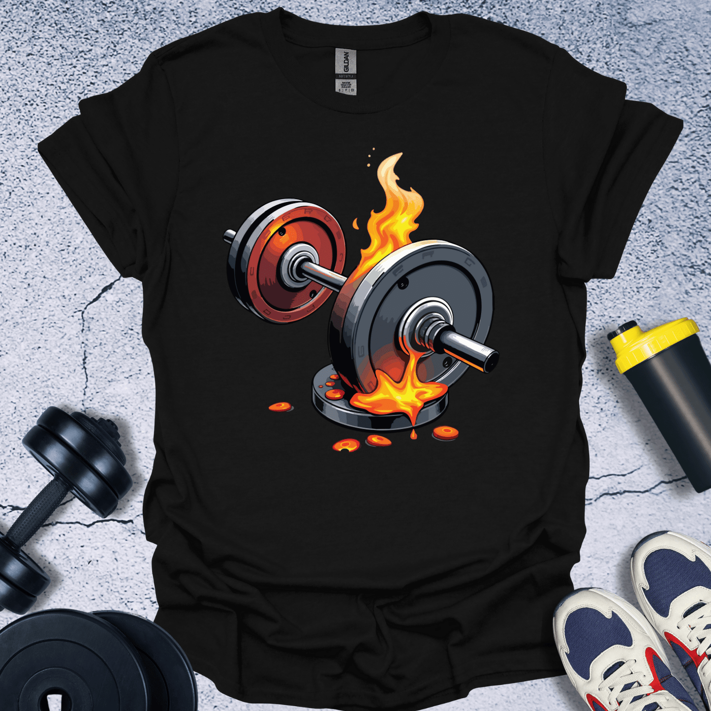 T-Shirt Black / S Flaming Dumbbell T-Shirt