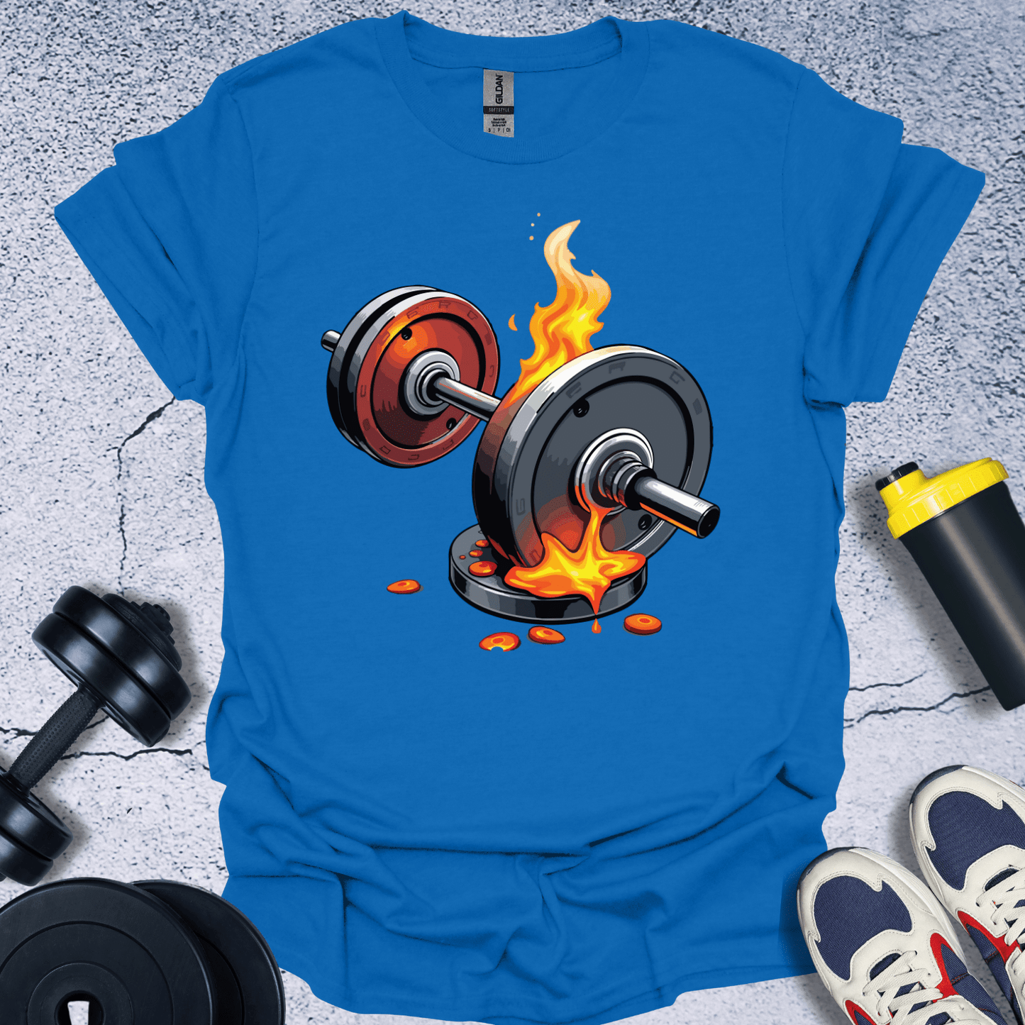 T-Shirt Royal / S Flaming Dumbbell T-Shirt