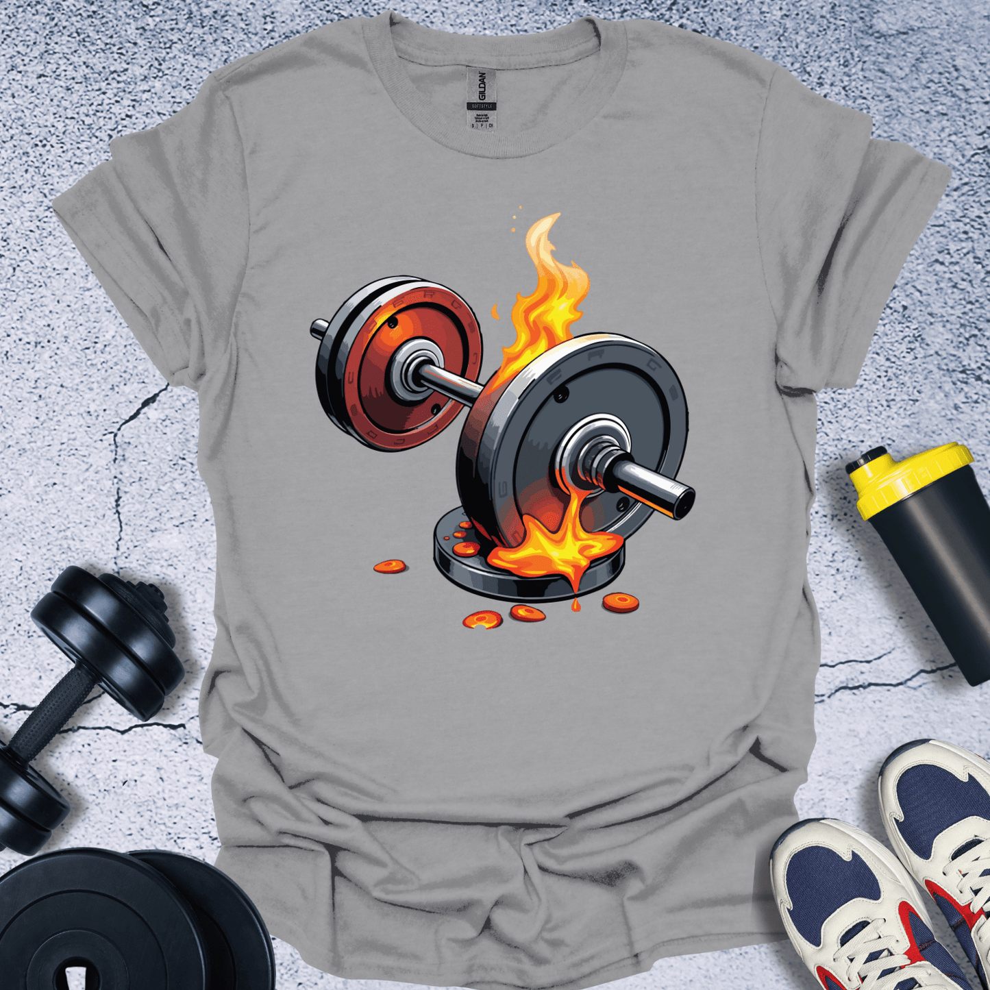 T-Shirt Sport Grey / S Flaming Dumbbell T-Shirt