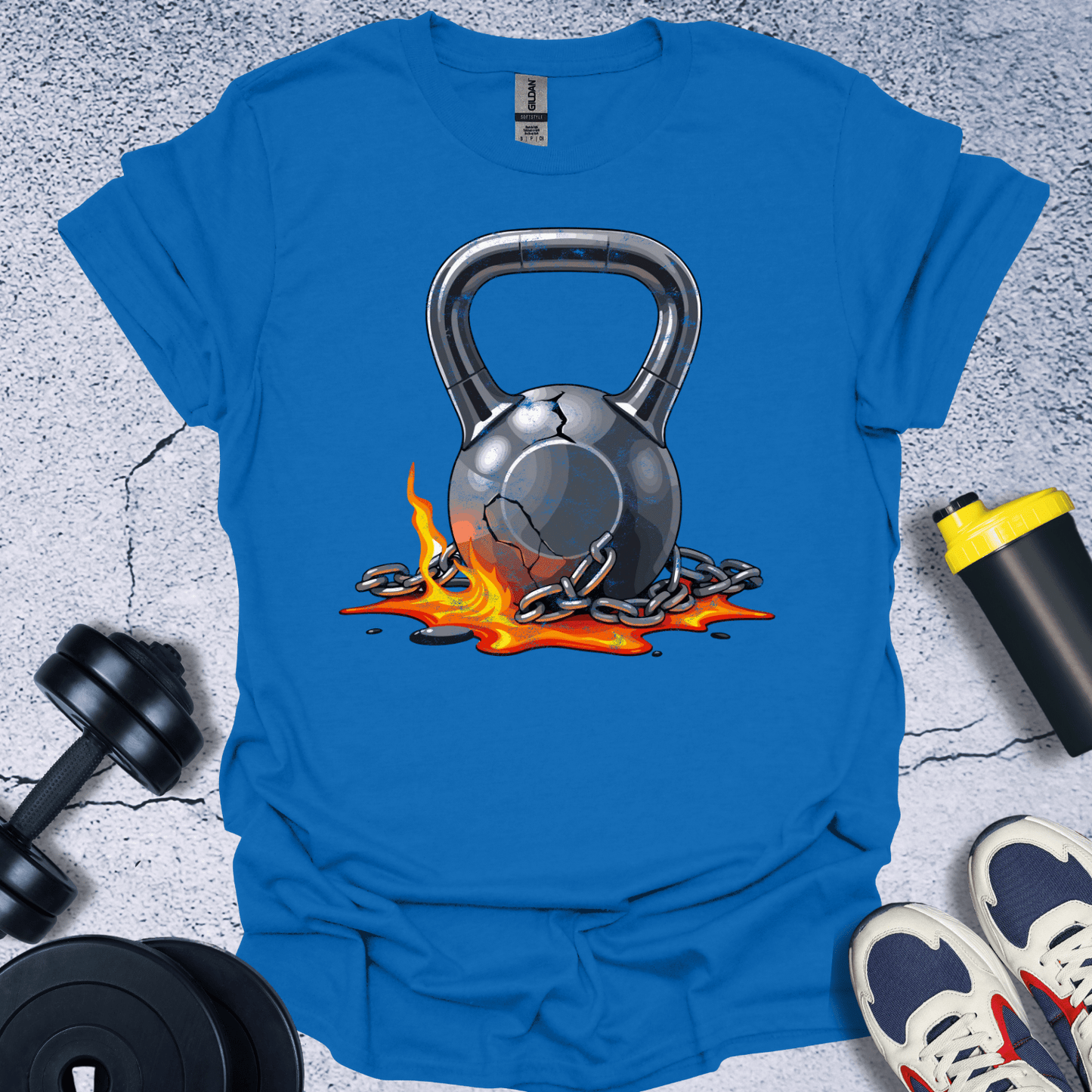 T-Shirt Royal / S Flaming Kettlebell T-Shirt