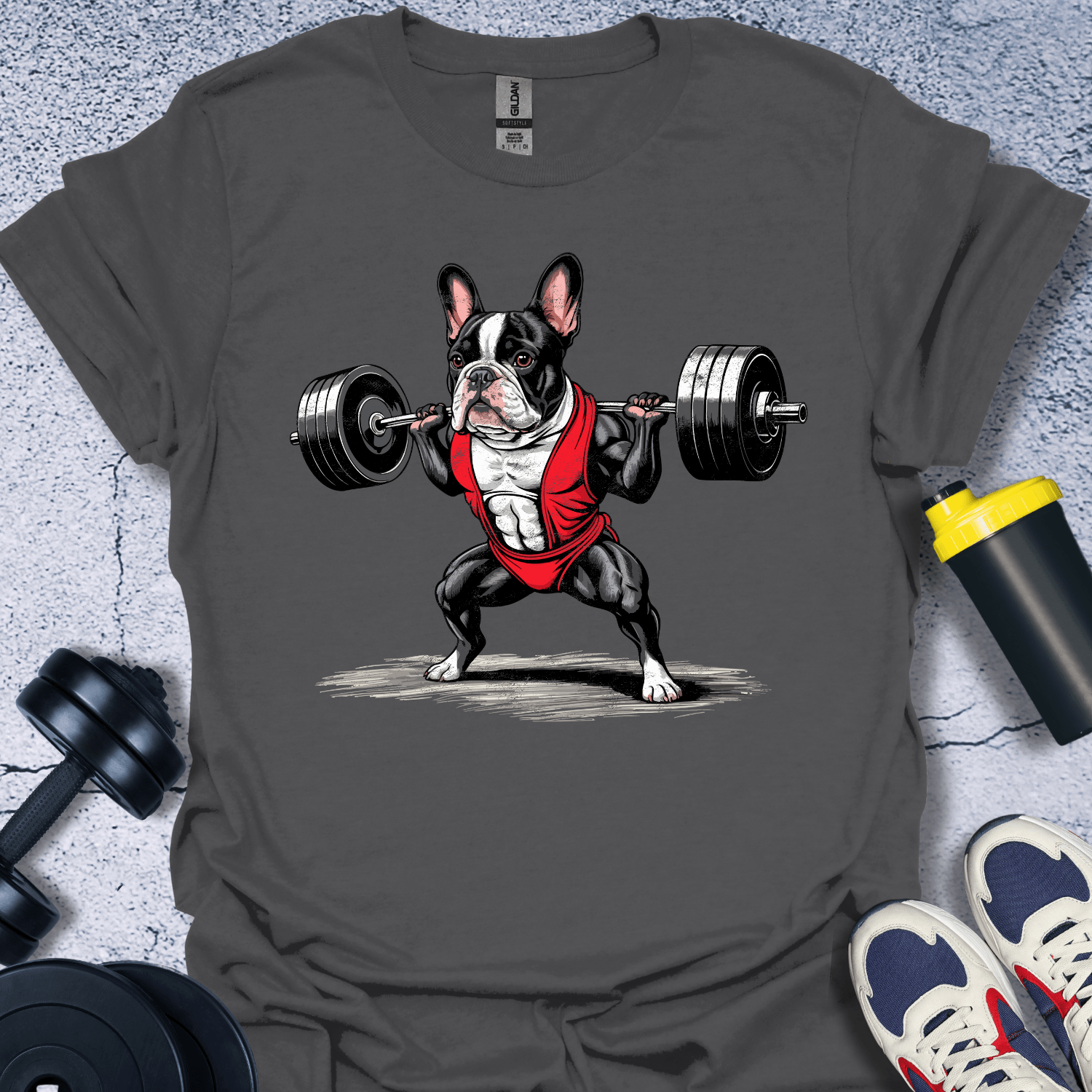 T-Shirt Charcoal / S French Bulldog Lifting T-Shirt