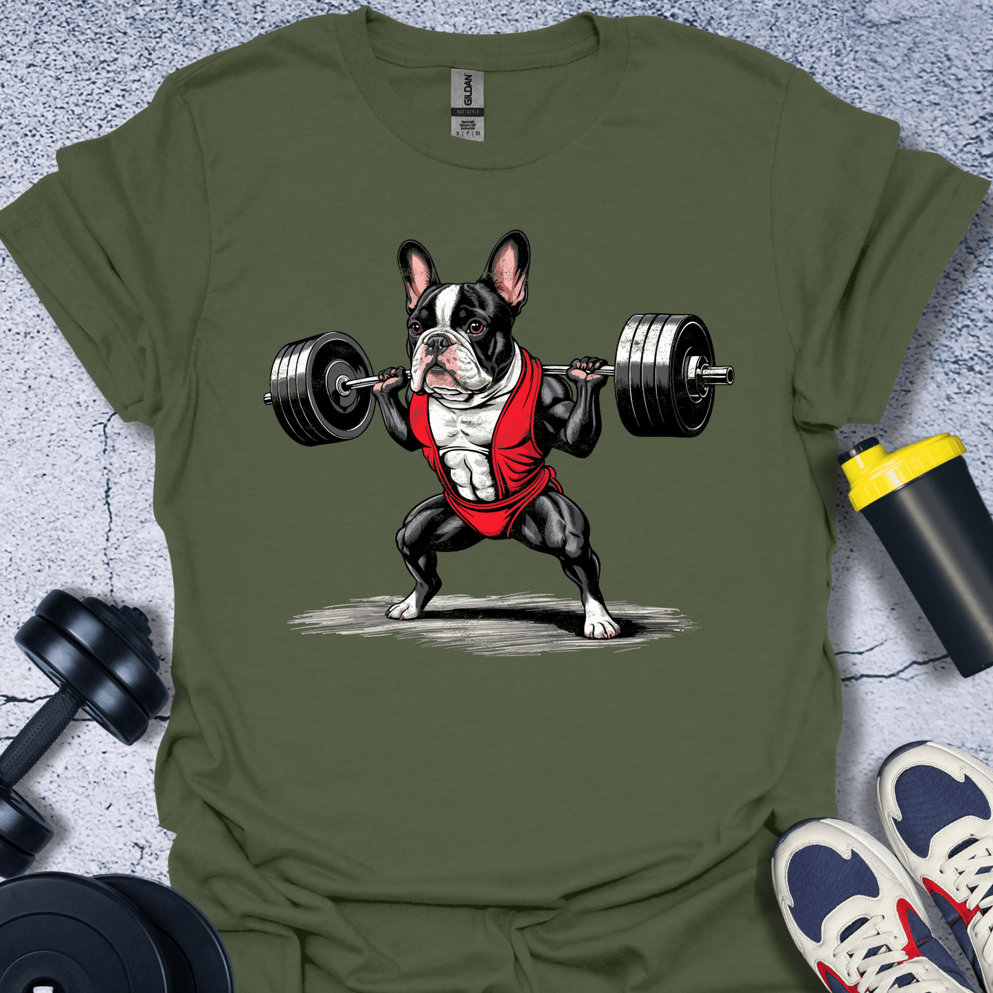 T-Shirt Military Green / S French Bulldog Lifting T-Shirt