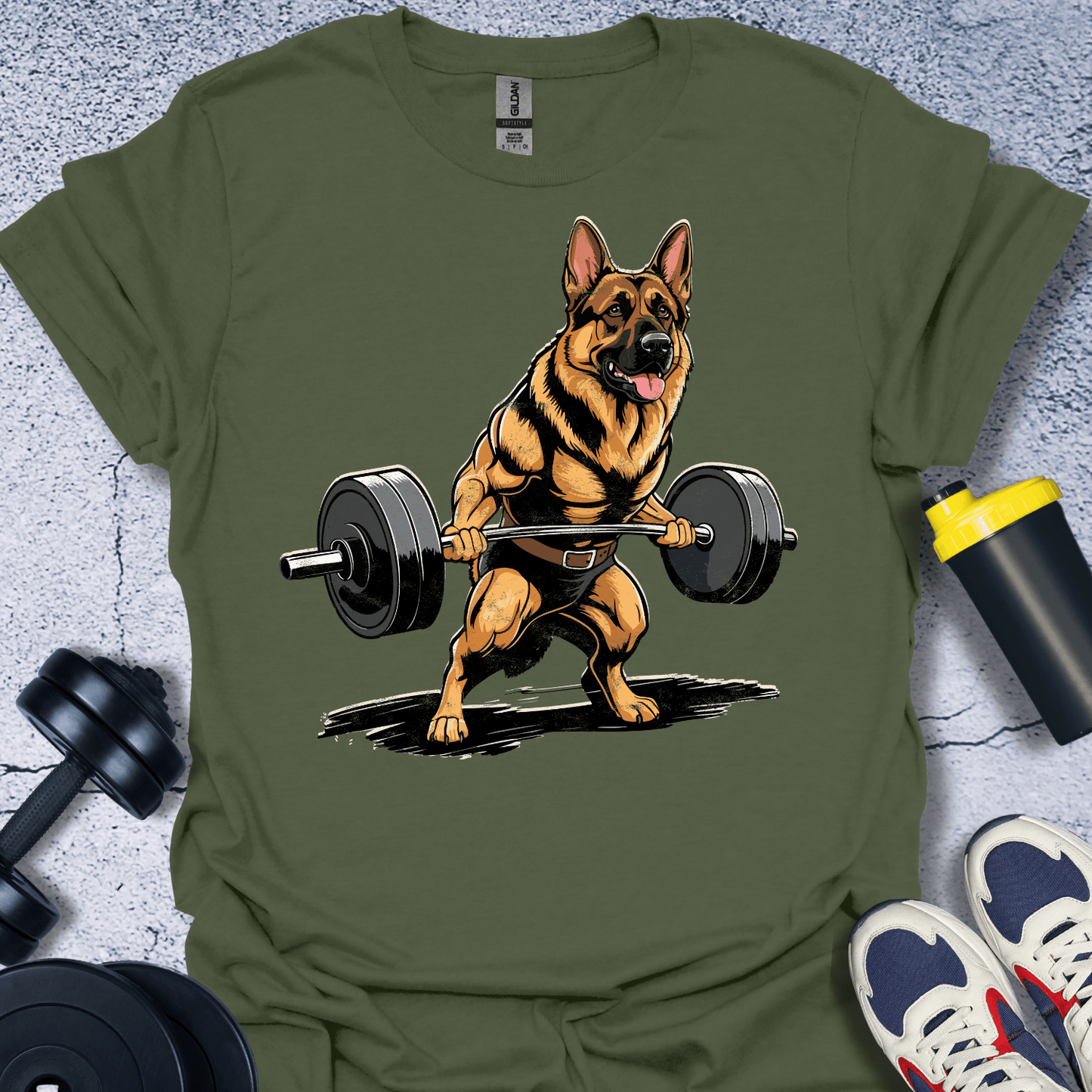 T-Shirt Military Green / S German Shepherd Lifting T-Shirt