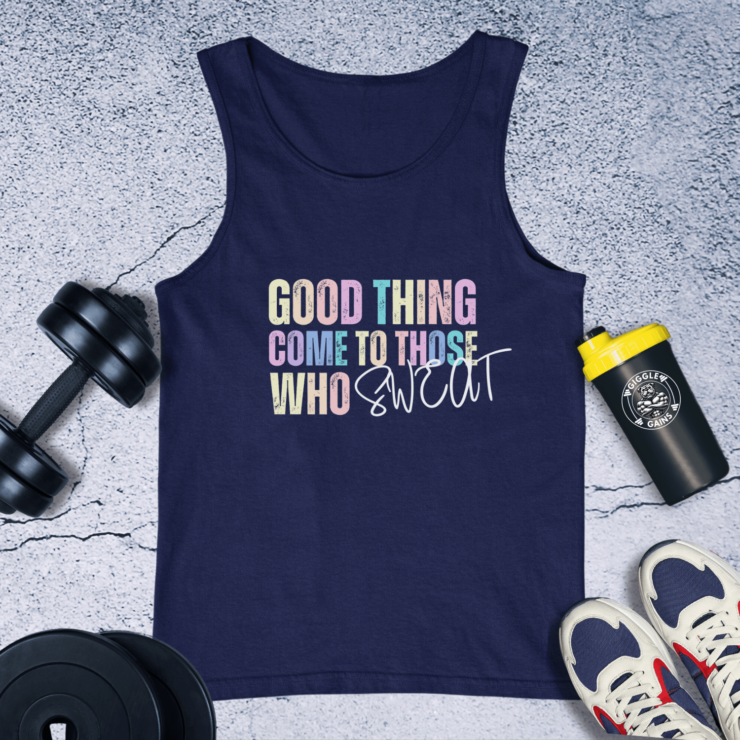 Tank Top Navy / XS Good Things Come To Those Who Sweat Tank Top