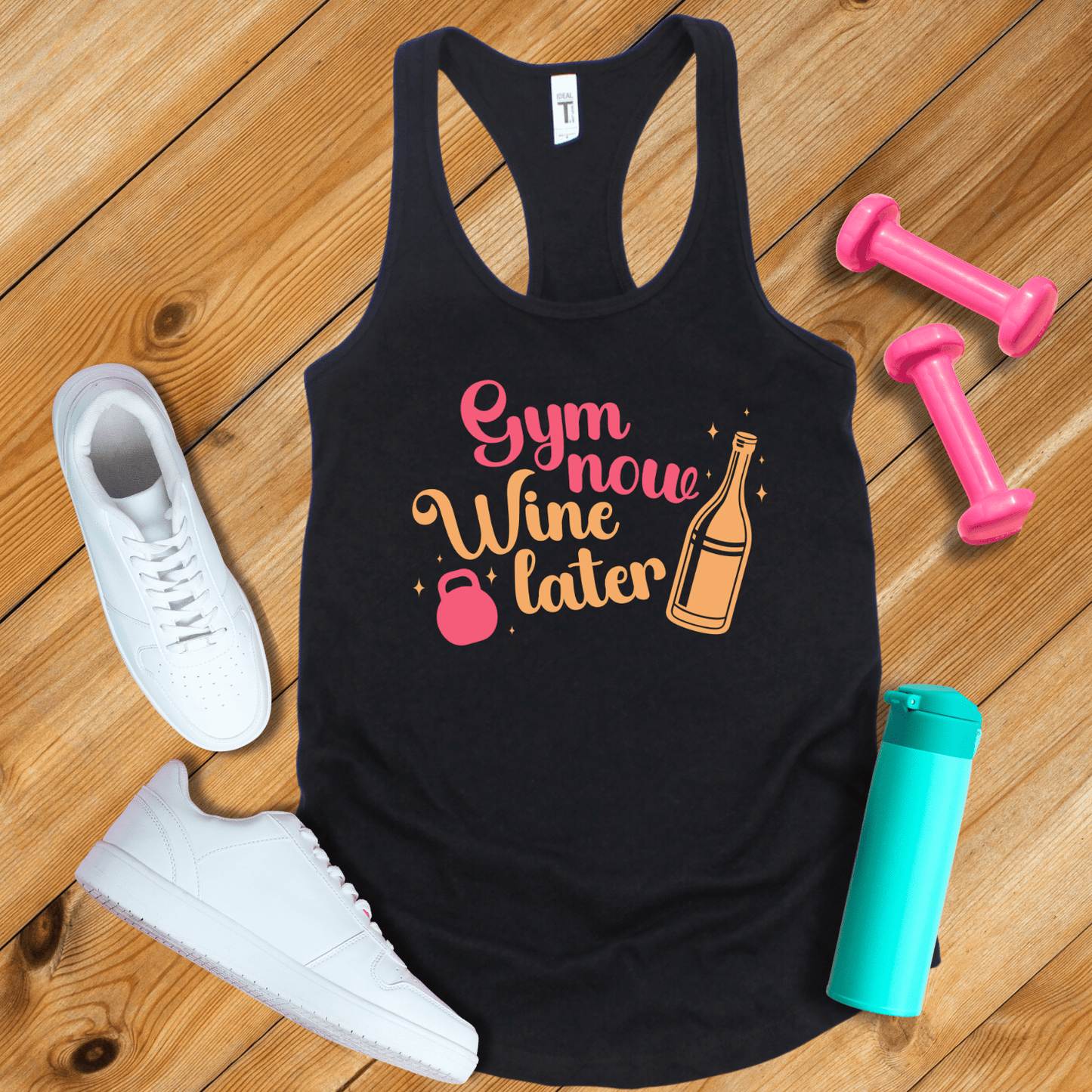 Tank Top Solid Black / XS Gym Now Wine Later Tank Top