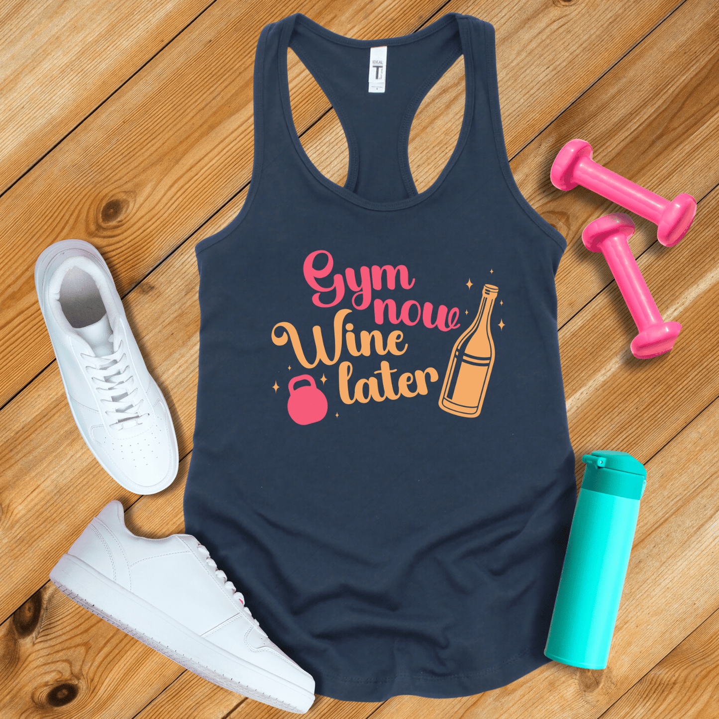 Tank Top Solid Midnight Navy / XS Gym Now Wine Later Tank Top