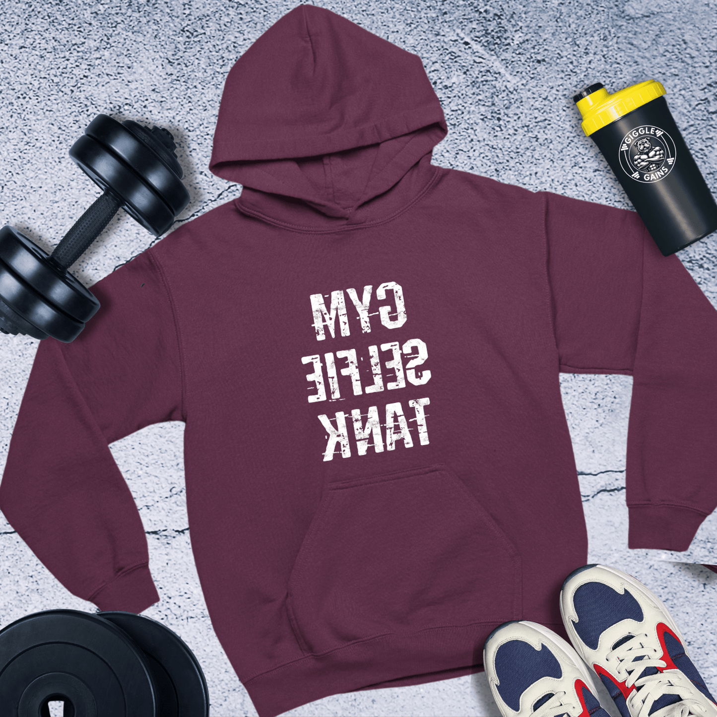 Hoodie Maroon / S Gym Selfie Tank Hoodie