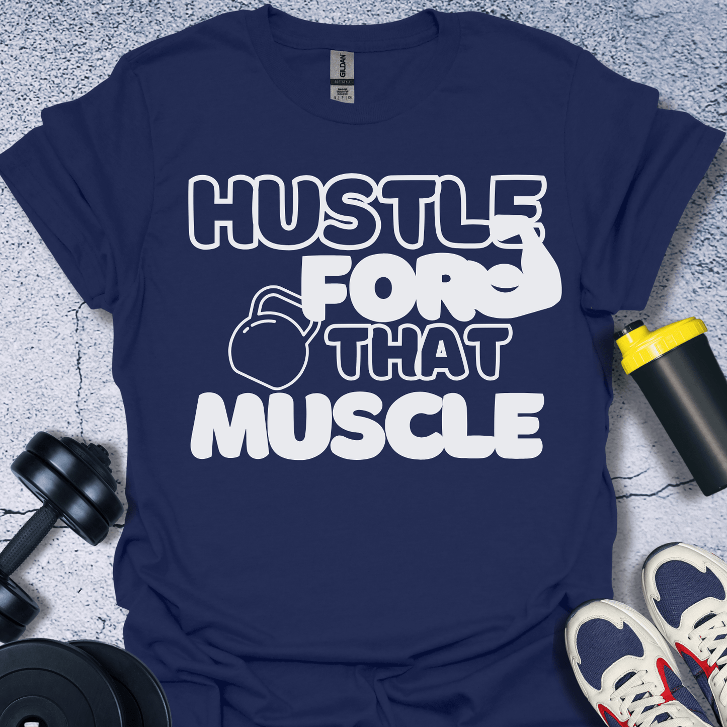 T-Shirt Navy / S Hustle For That Muscle T-Shirt