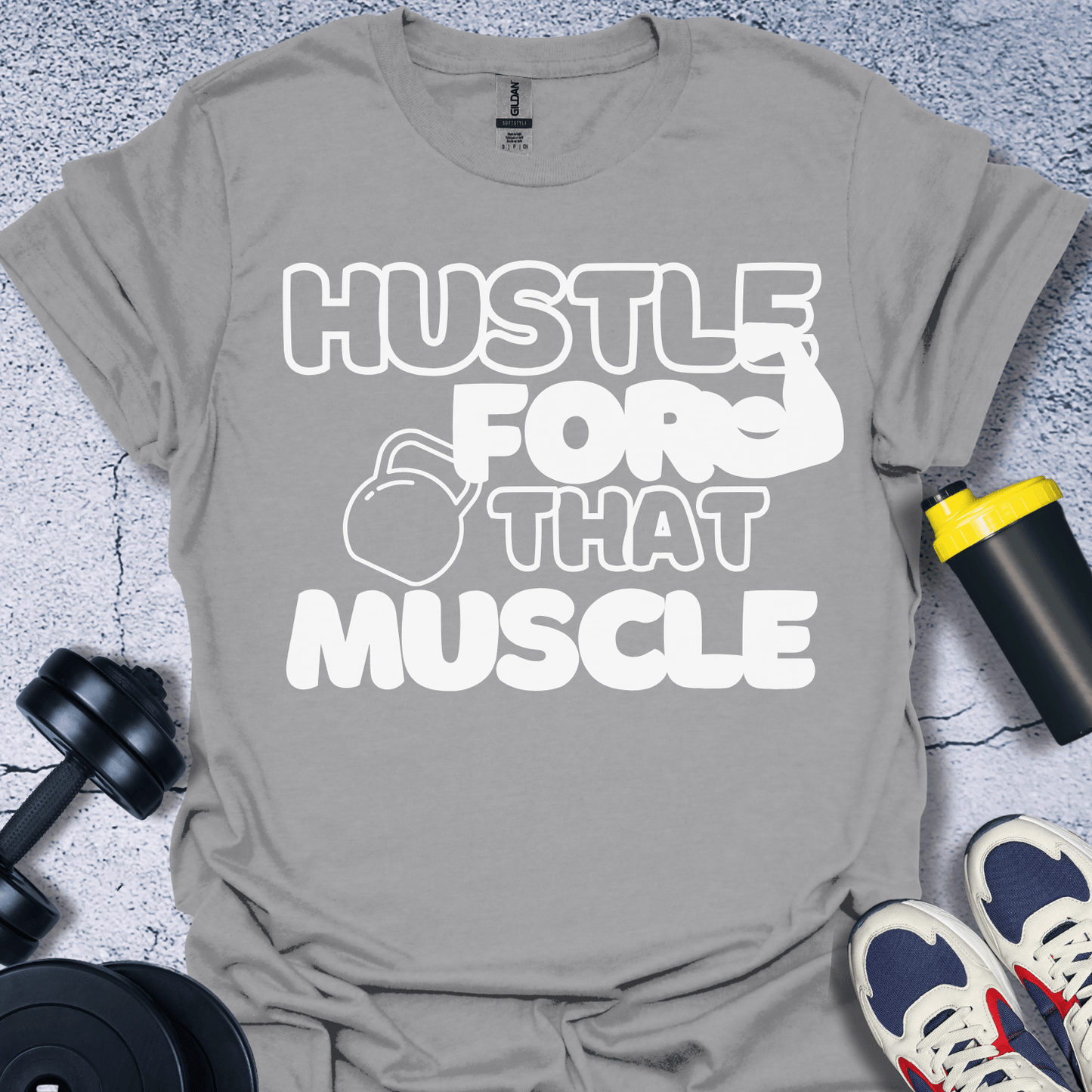 T-Shirt Sport Grey / S Hustle For That Muscle T-Shirt