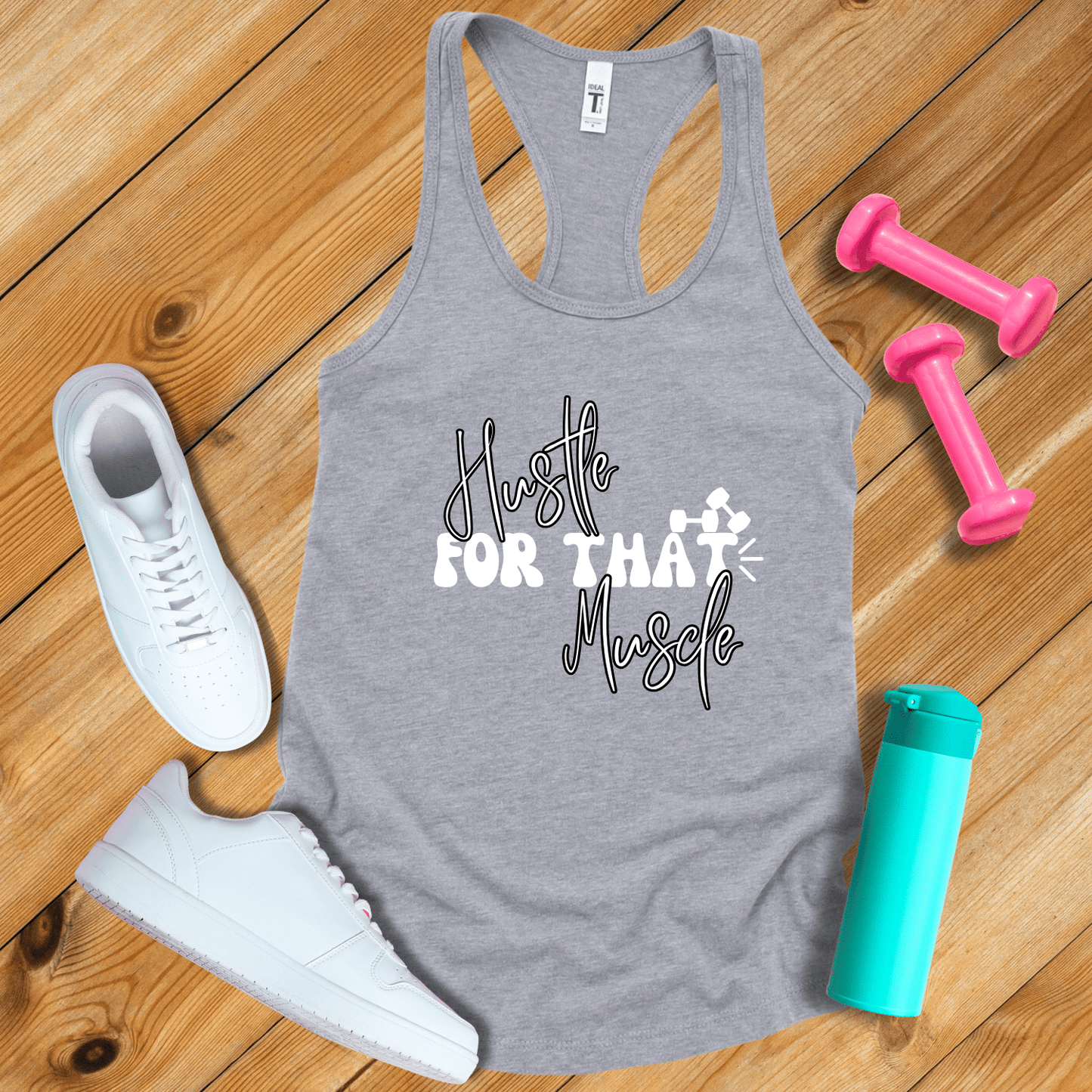 Tank Top Heather Grey / S Hustle For That Muscle Tank Top