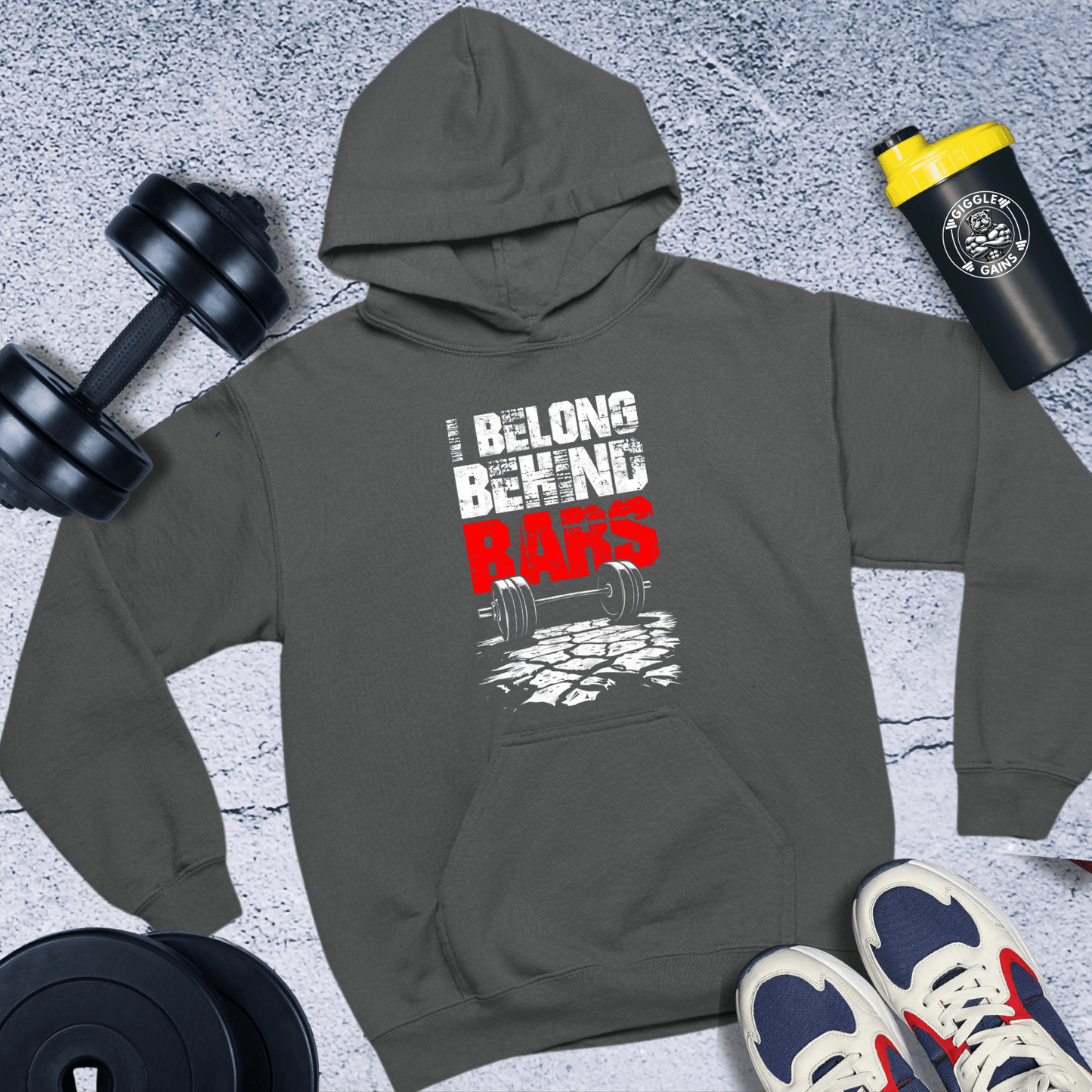 Hoodie Dark Heather / S I Belong Behind Bars Hoodie